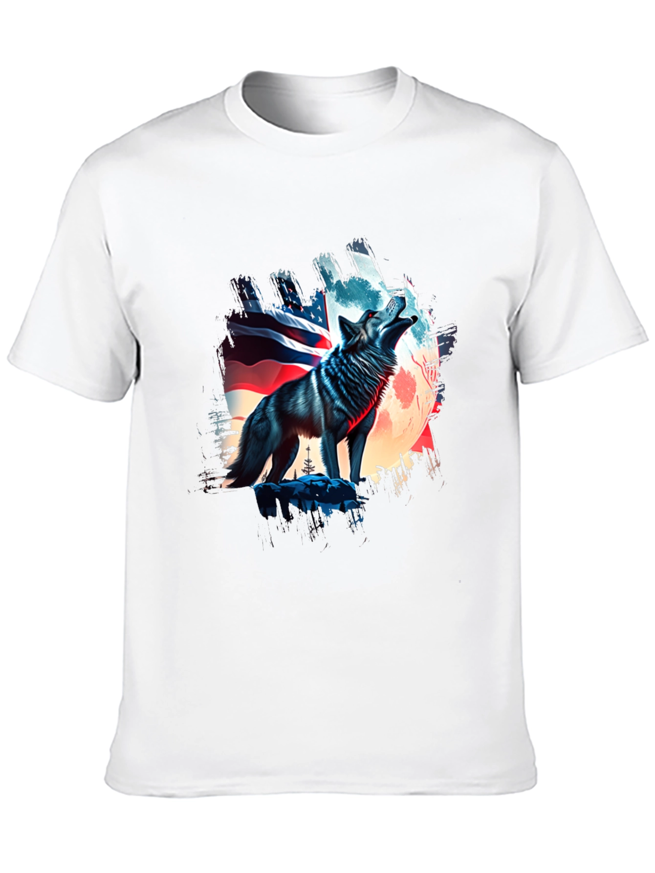 Patriotic Wolf Graphic Tee - USA Pride