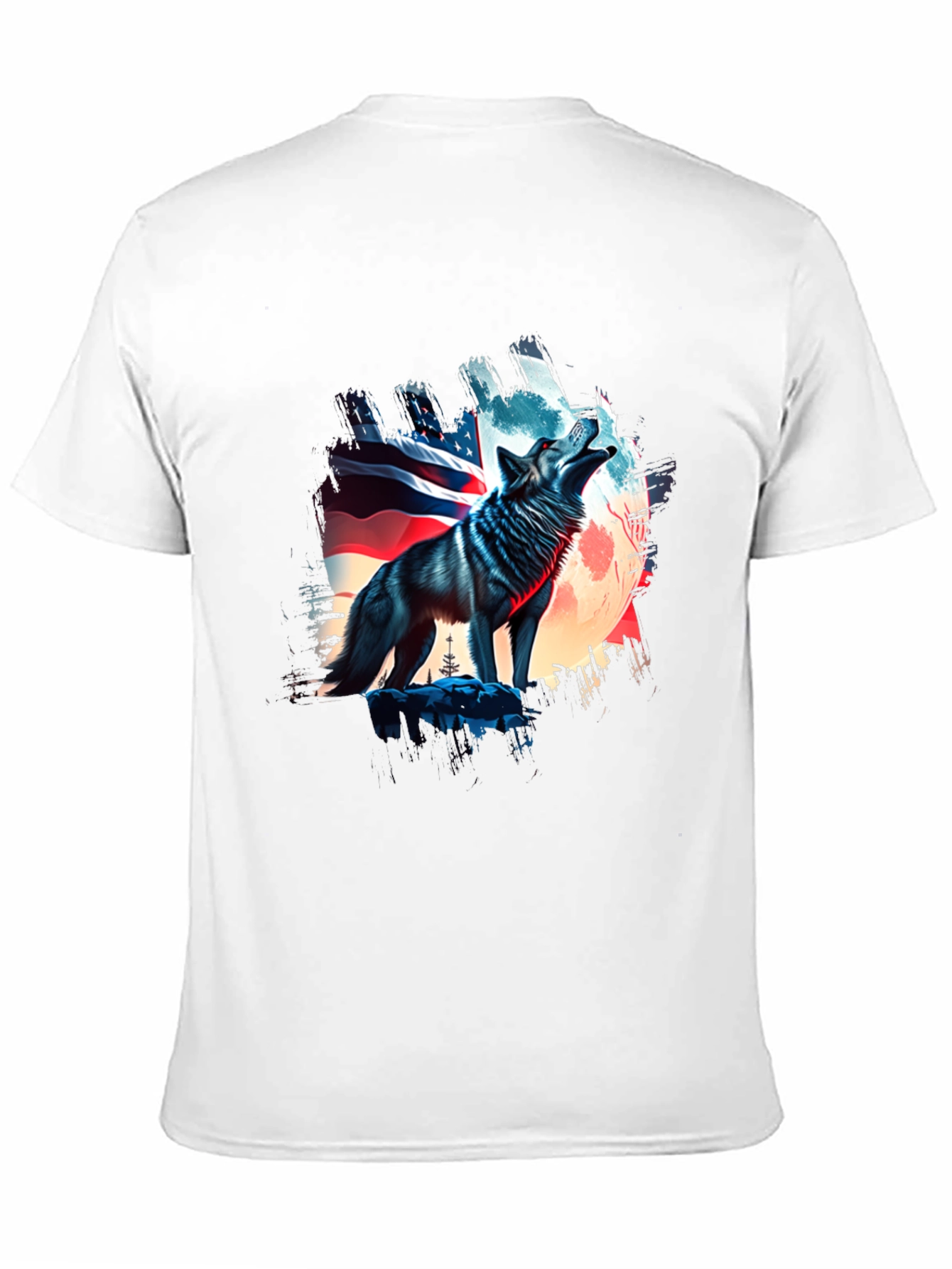 Patriotic Wolf Graphic Tee - USA Pride