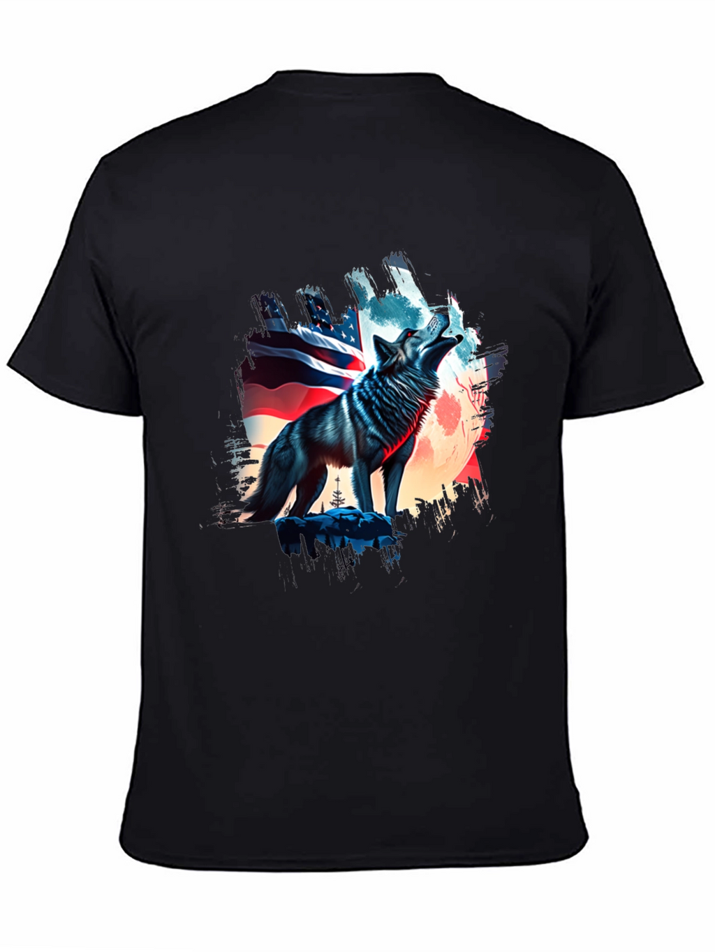Patriotic Wolf Graphic Tee - USA Pride