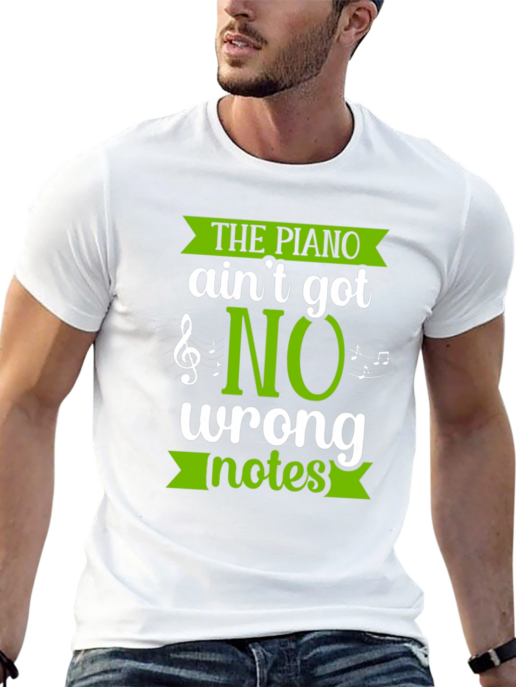 The Piano Aint Got No Wrong Notes Black T-Shirt