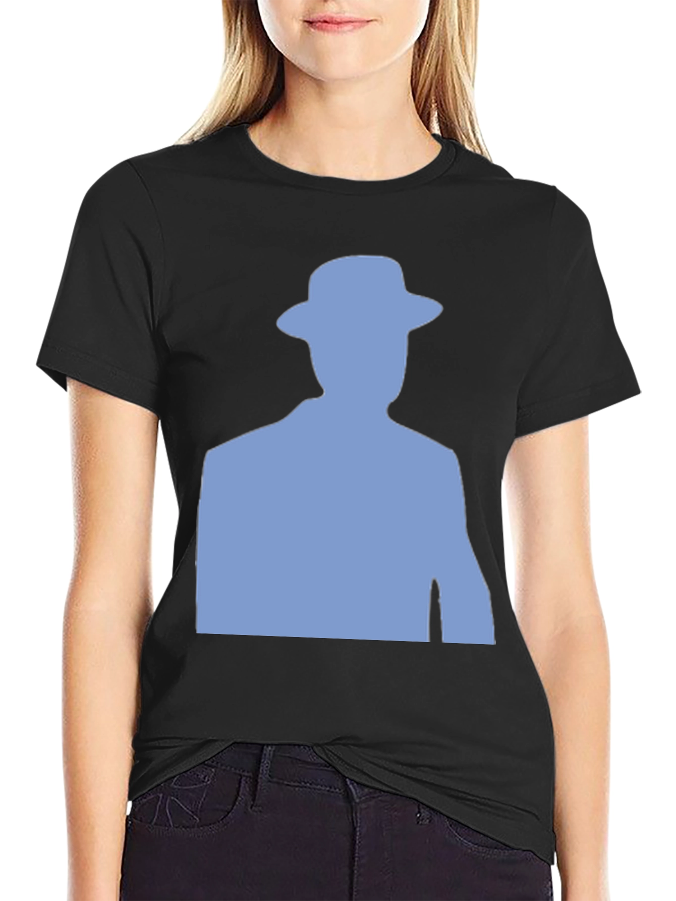 Mystery Man Silhouette Graphic Tee - Black