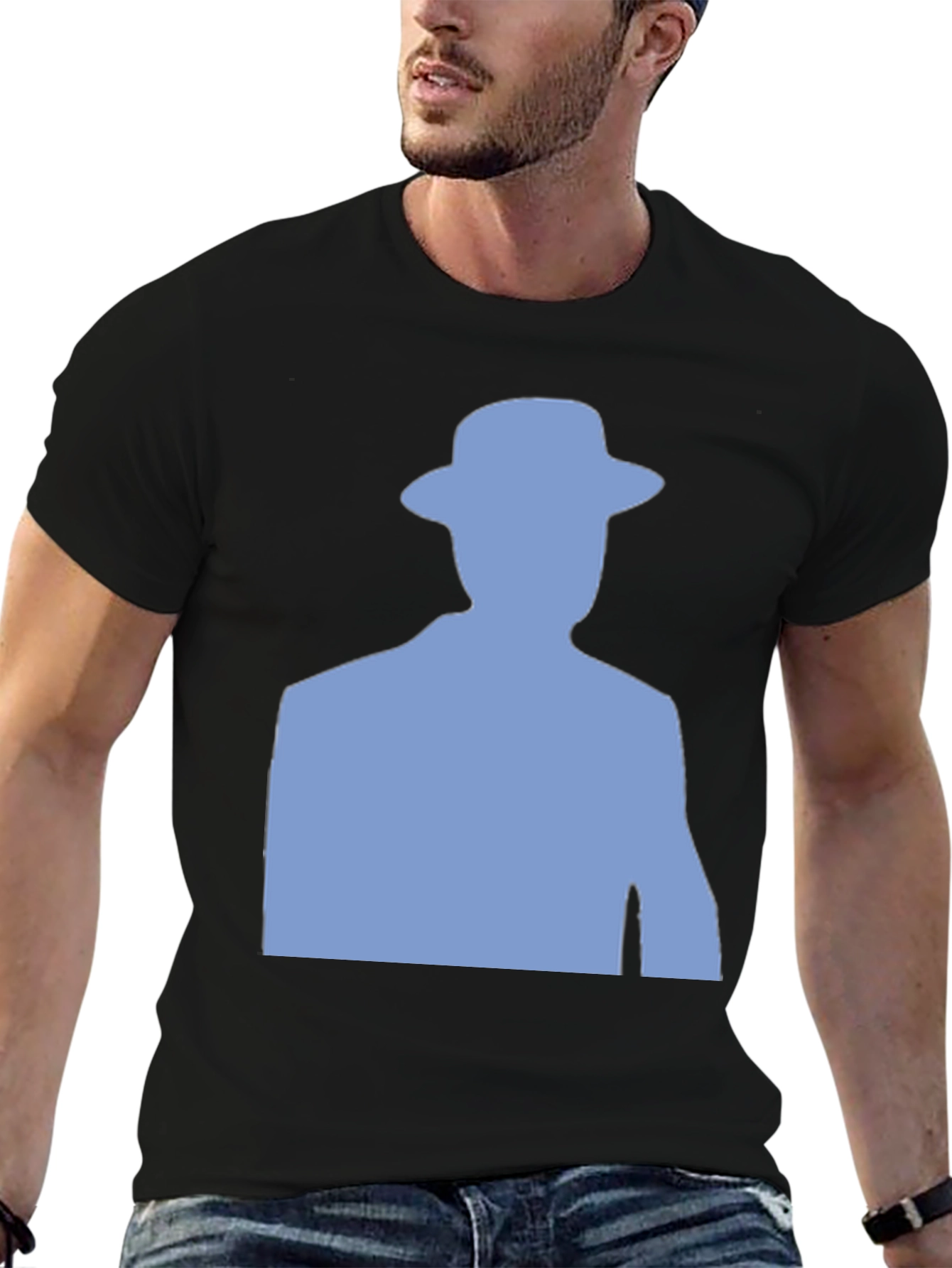 Mystery Man Silhouette Graphic Tee - Black