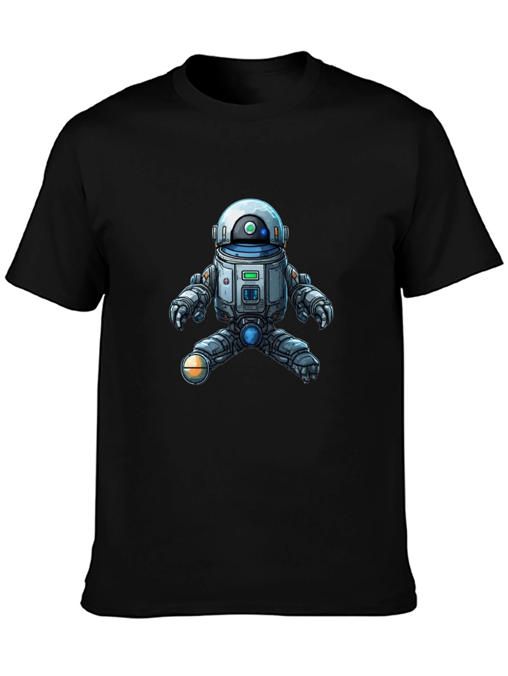 Cool Robot Graphic Tee - Black Cotton Blend