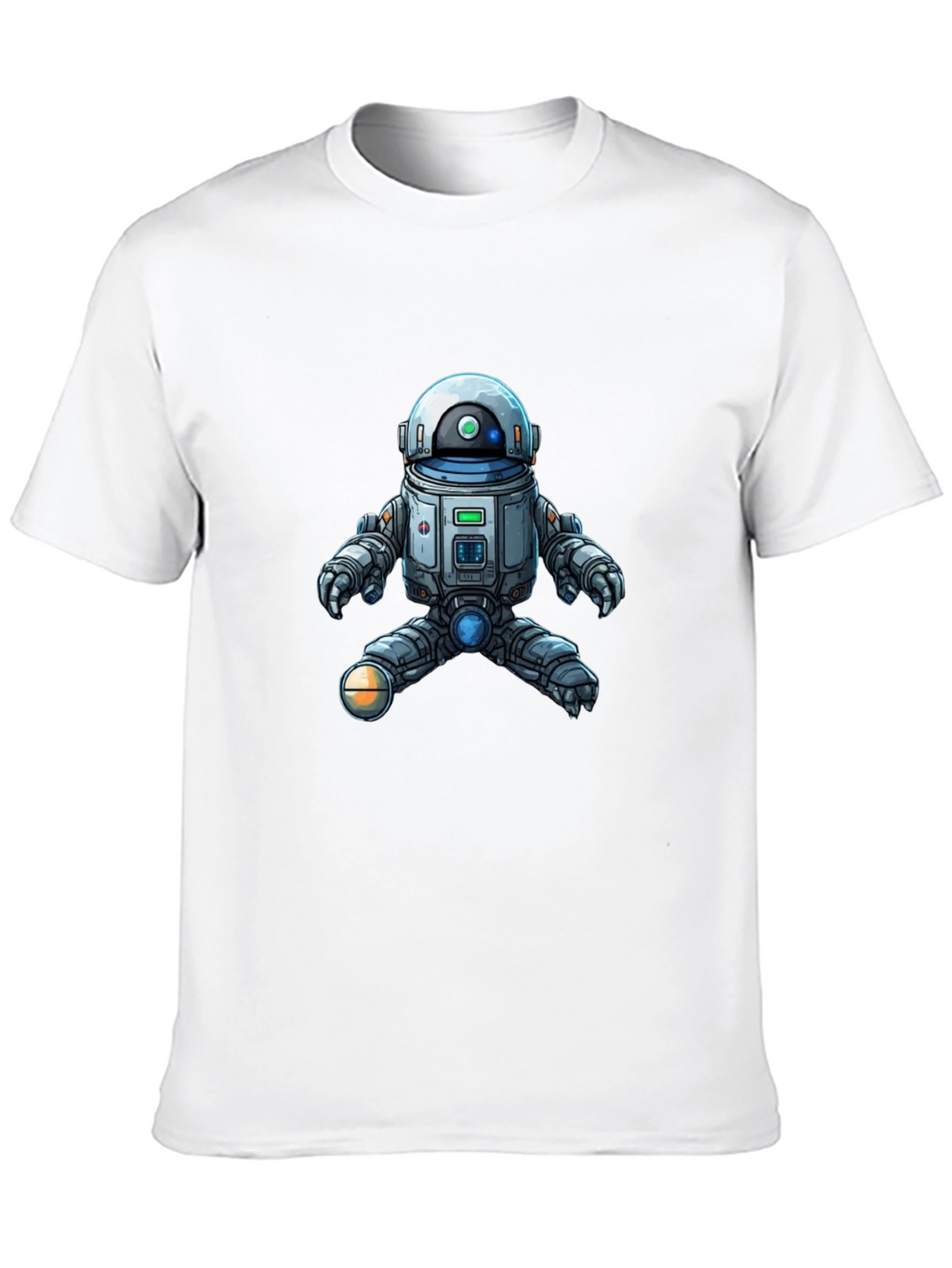 Cool Robot Graphic Tee - Black Cotton Blend