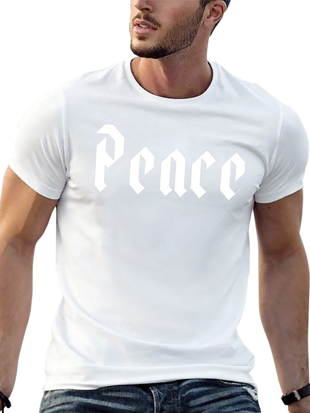 Peace Graphic Tee - Black Crew Neck T-Shirt