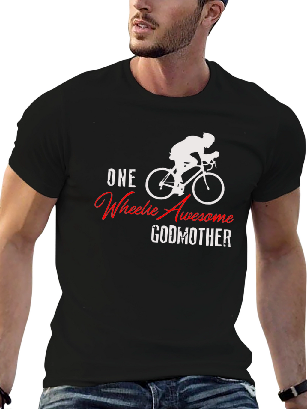 One Wheelie Awesome Godmother Black T-Shirt