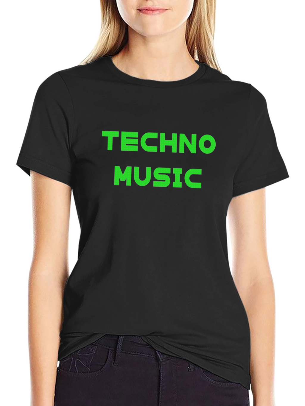 Techno Music Black Cotton Tee