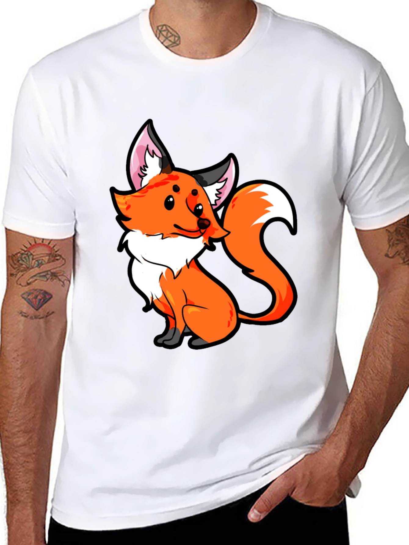 Fox Graphic Tee - Cute Cartoon Animal T-Shirt