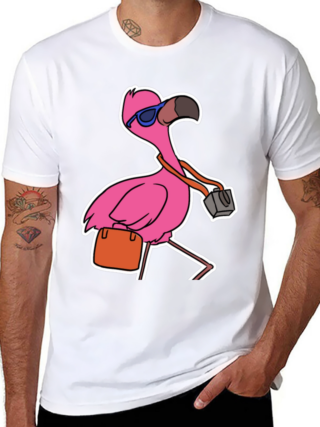 Flamingo Tourist Graphic Tee - Quirky Vacation Vibes