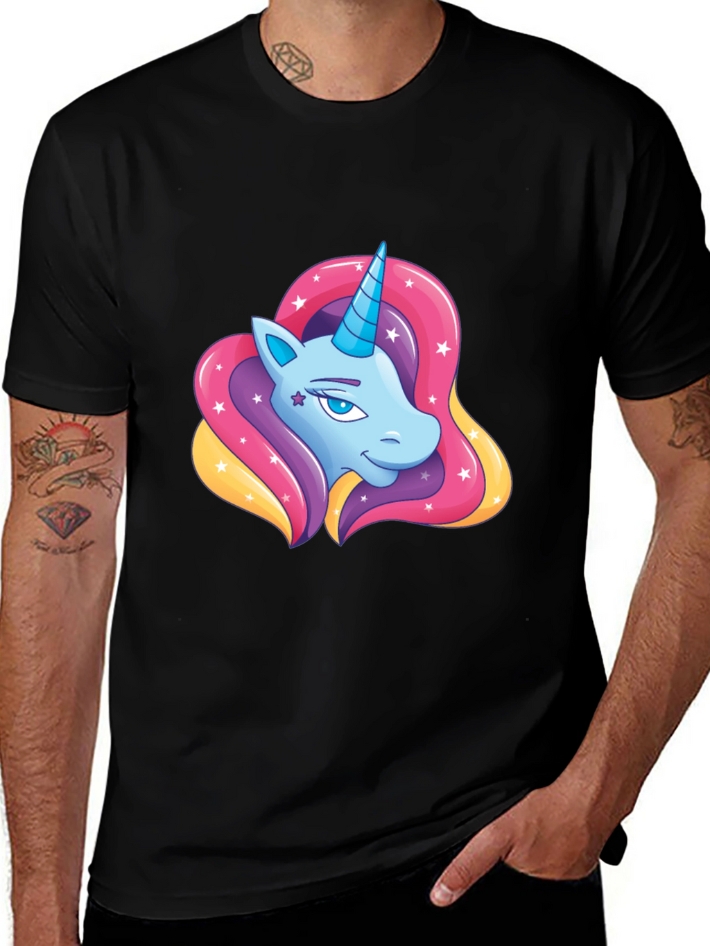 Unicorn Graphic Black T-Shirt