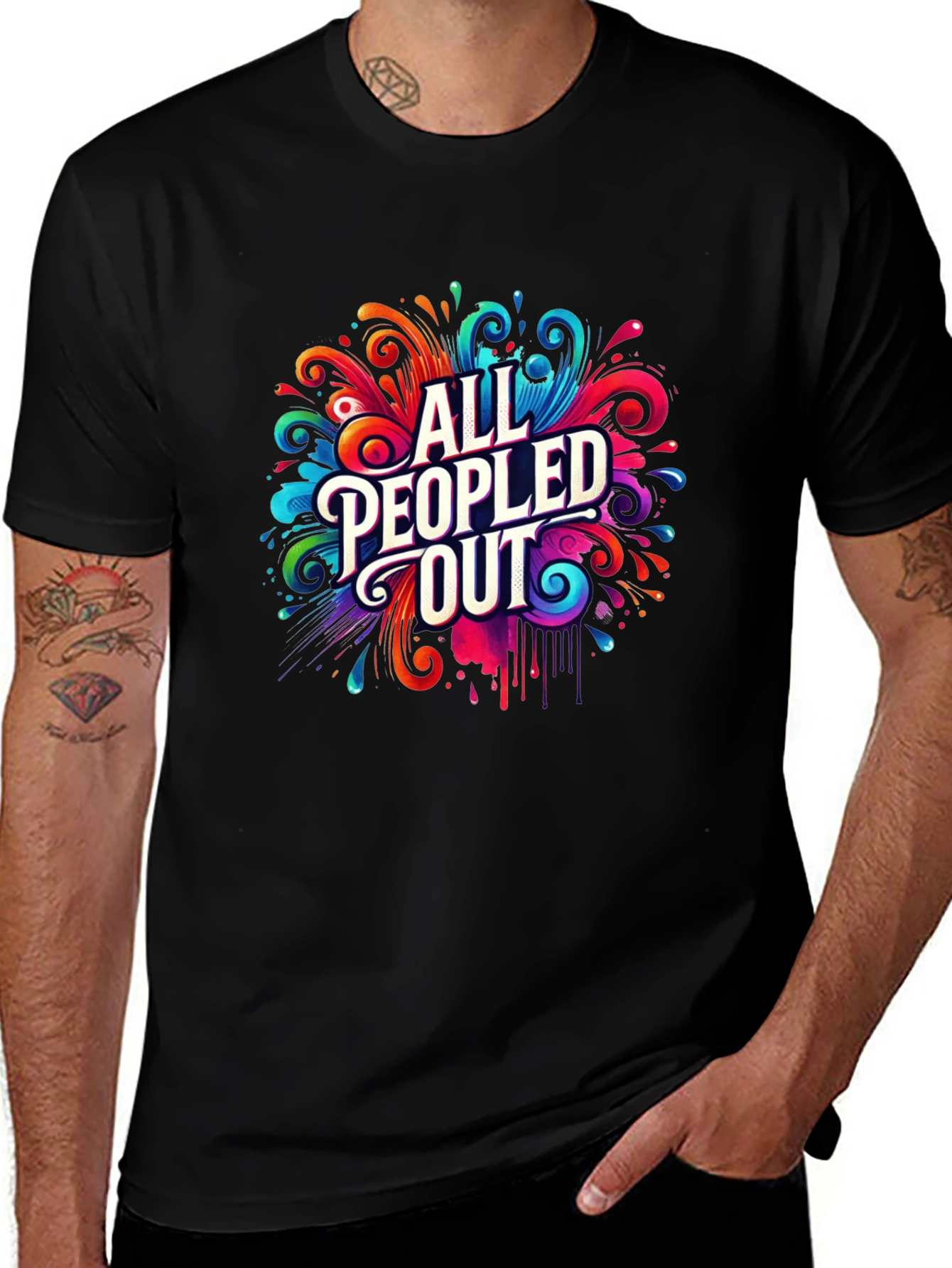All Peopled Out Graphic Tee - Colorful Design