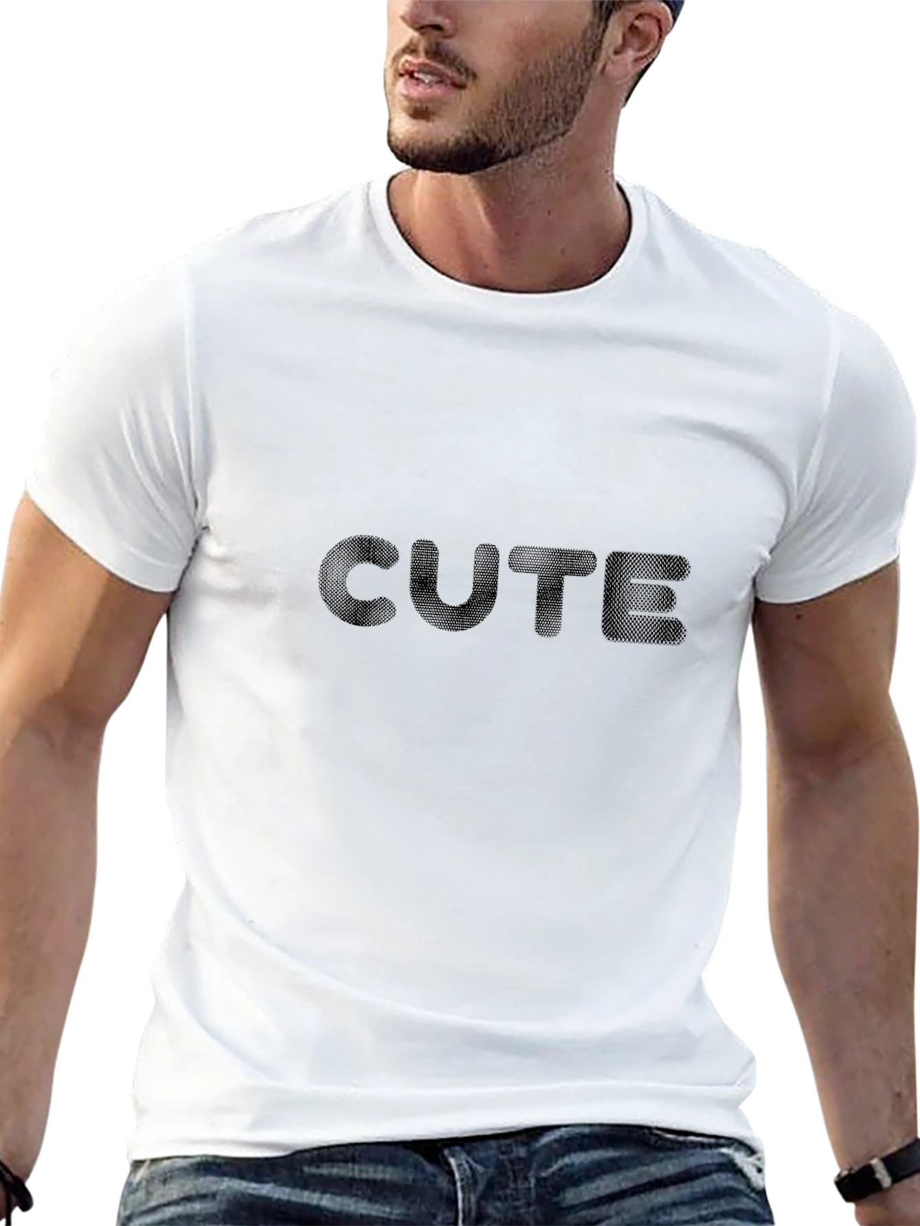 CUTE Black Graphic Tee - Soft Cotton Blend