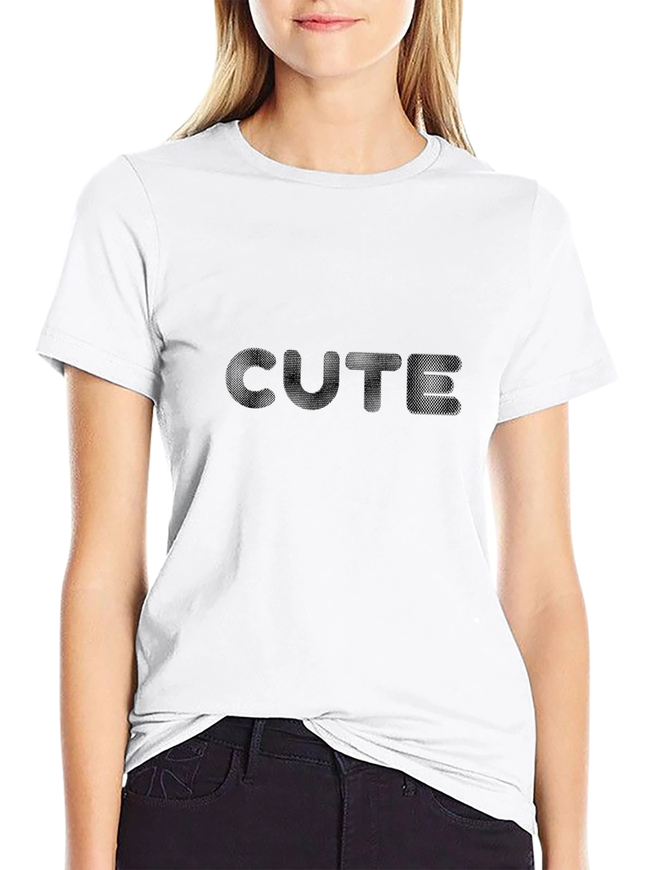 CUTE Black Graphic Tee - Soft Cotton Blend