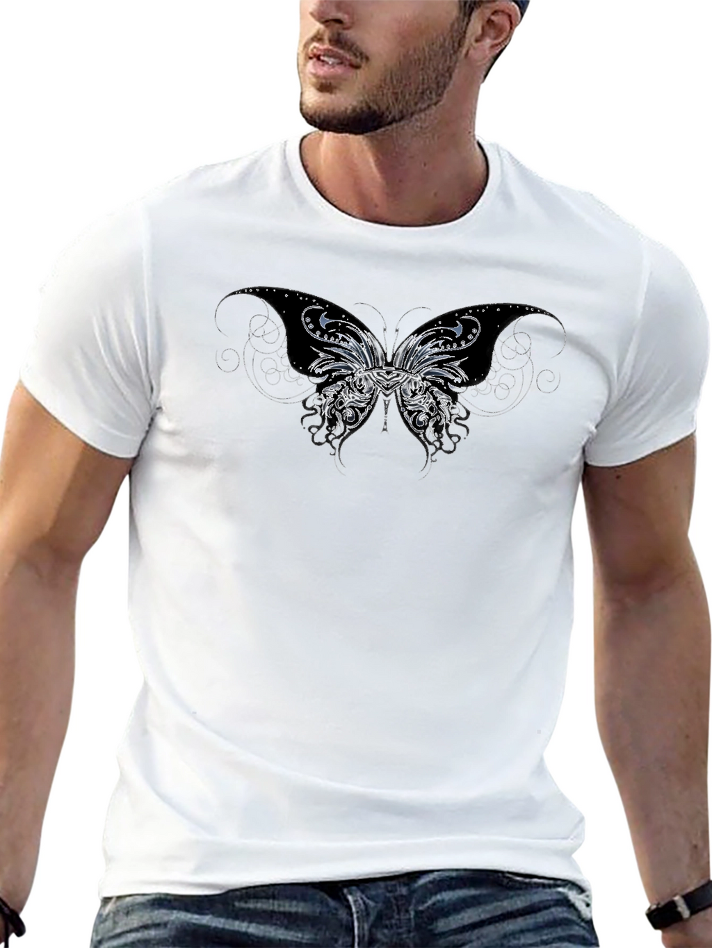 Butterfly Graphic T-Shirt - Black Casual Tee