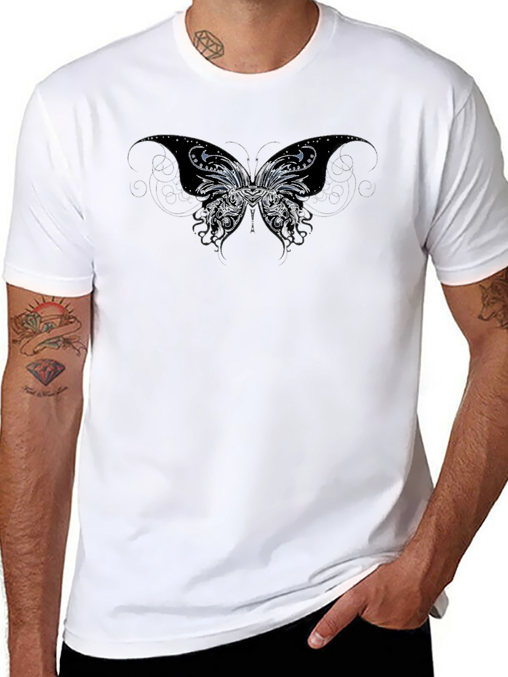 Butterfly Graphic T-Shirt - Black Casual Tee