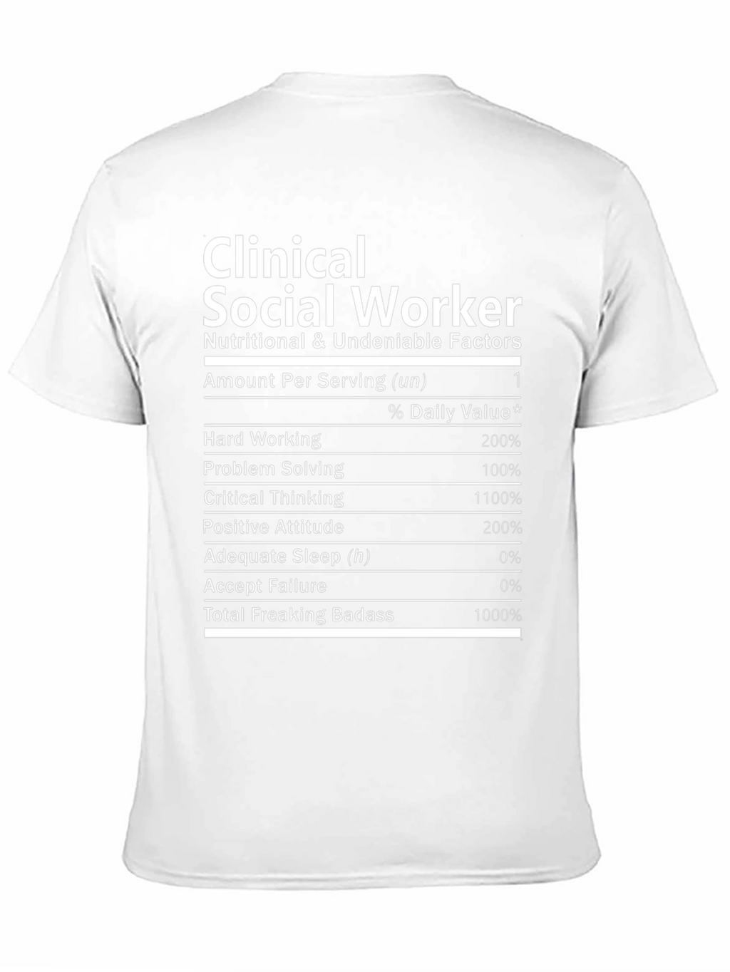 Clinical Social Worker Nutrition Facts Black T-Shirt