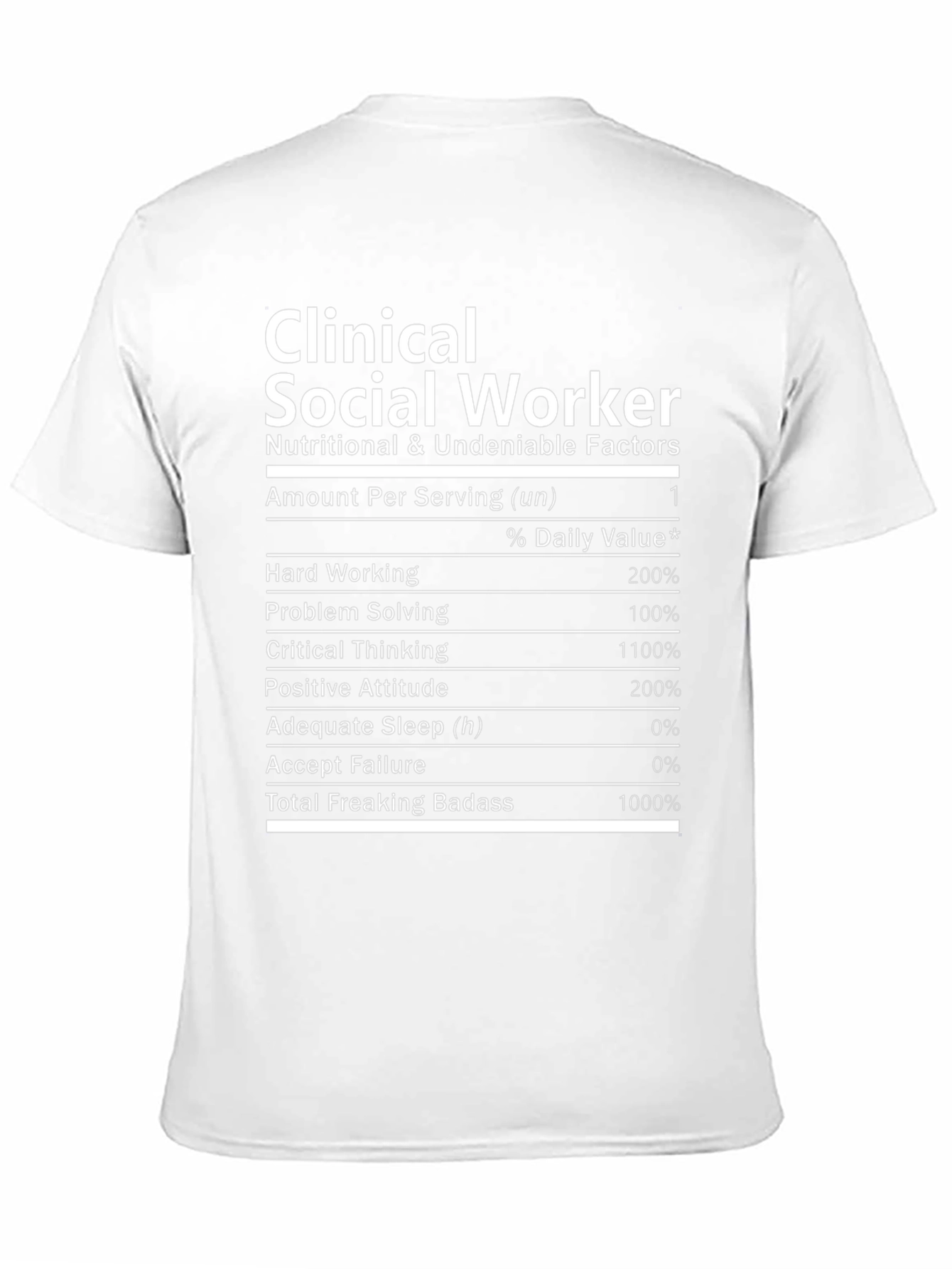 Clinical Social Worker Nutrition Facts Black T-Shirt