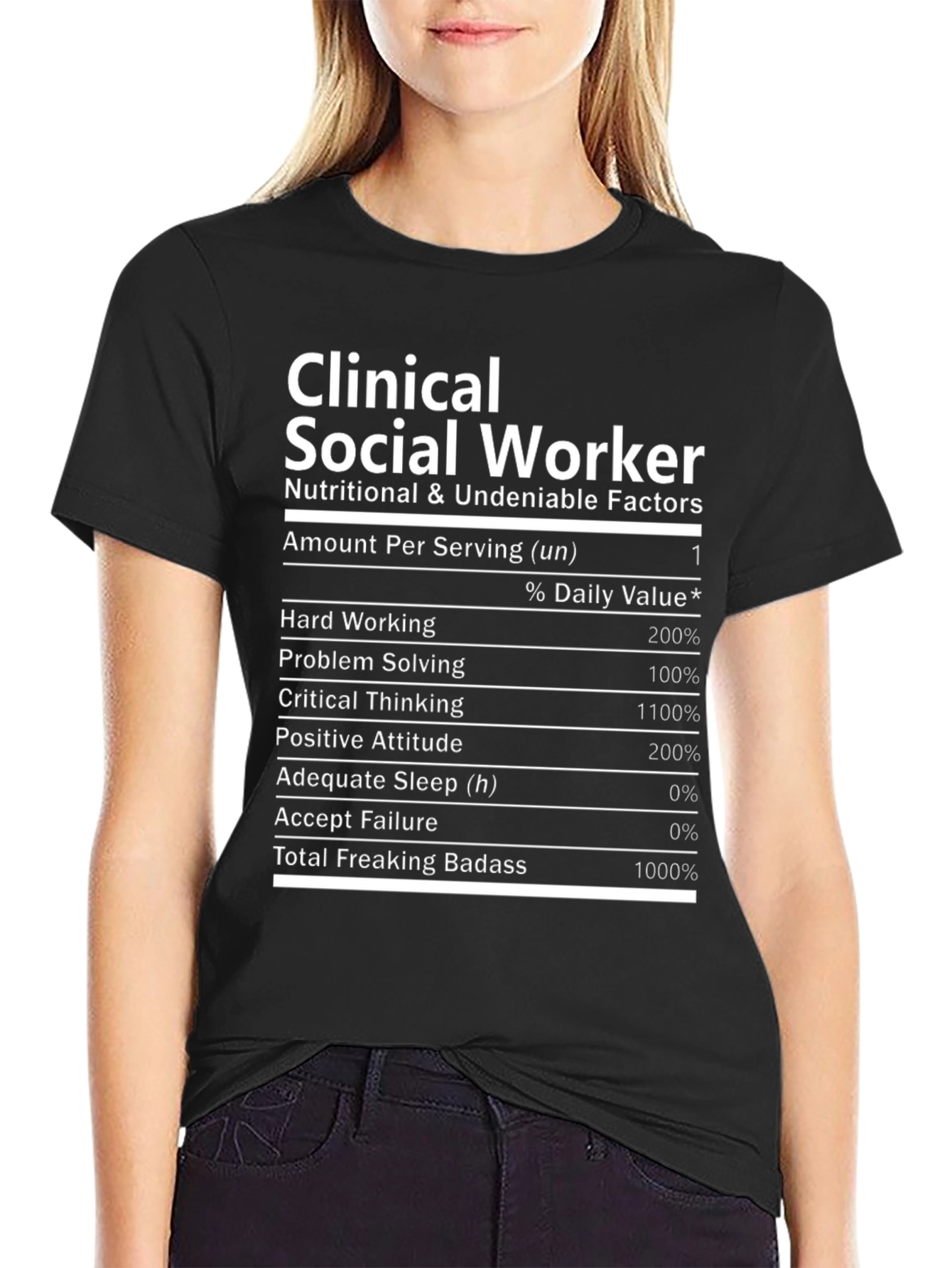 Clinical Social Worker Nutrition Facts Black T-Shirt