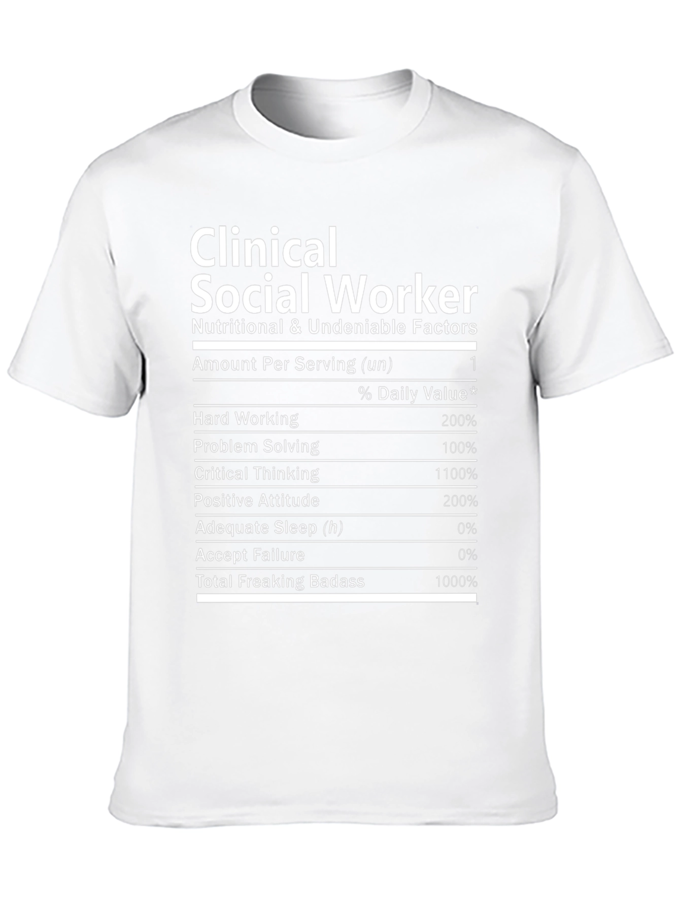 Clinical Social Worker Nutrition Facts Black T-Shirt
