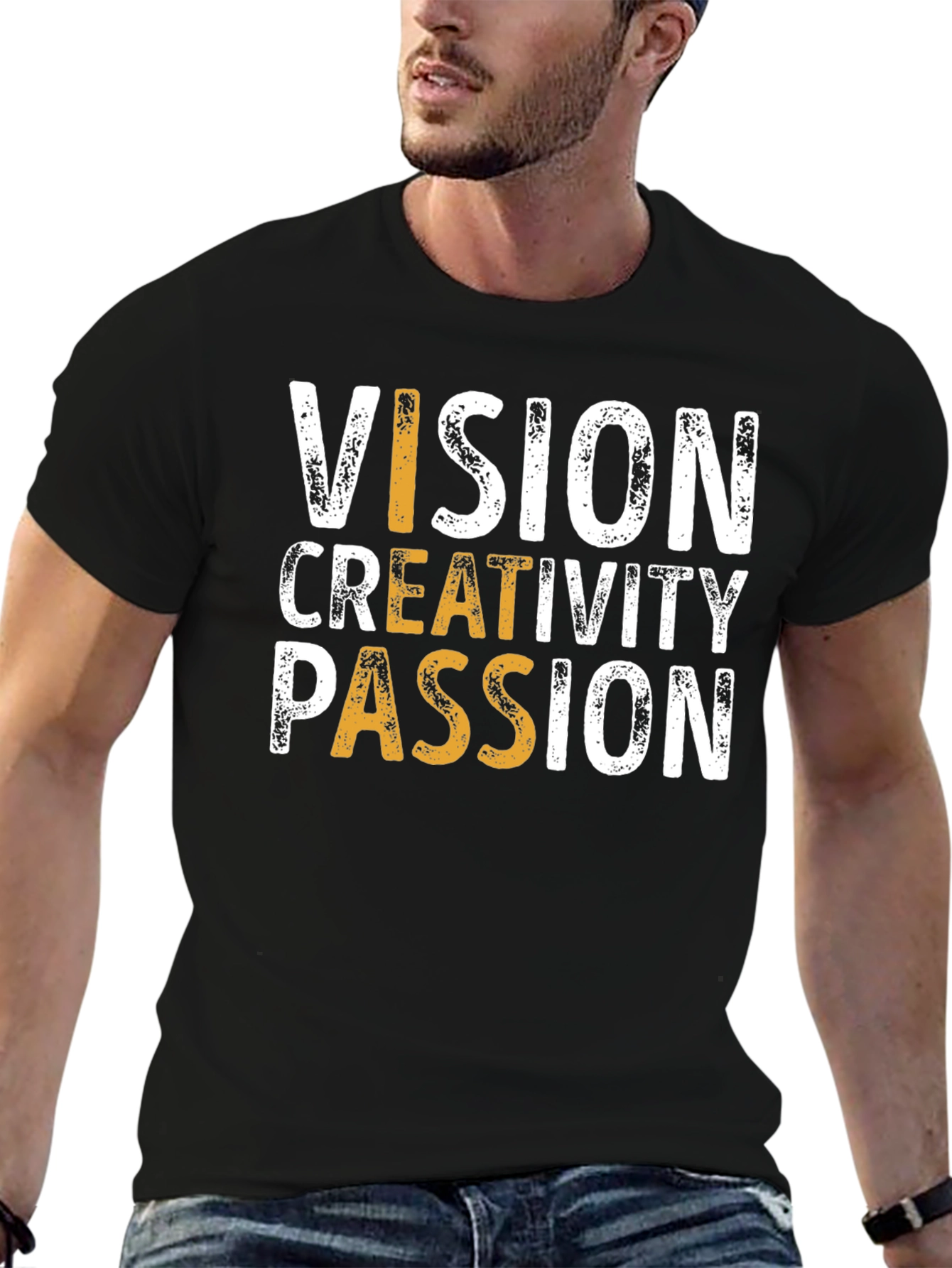 Vision Creativity Passion T-Shirt - Black Graphic Tee