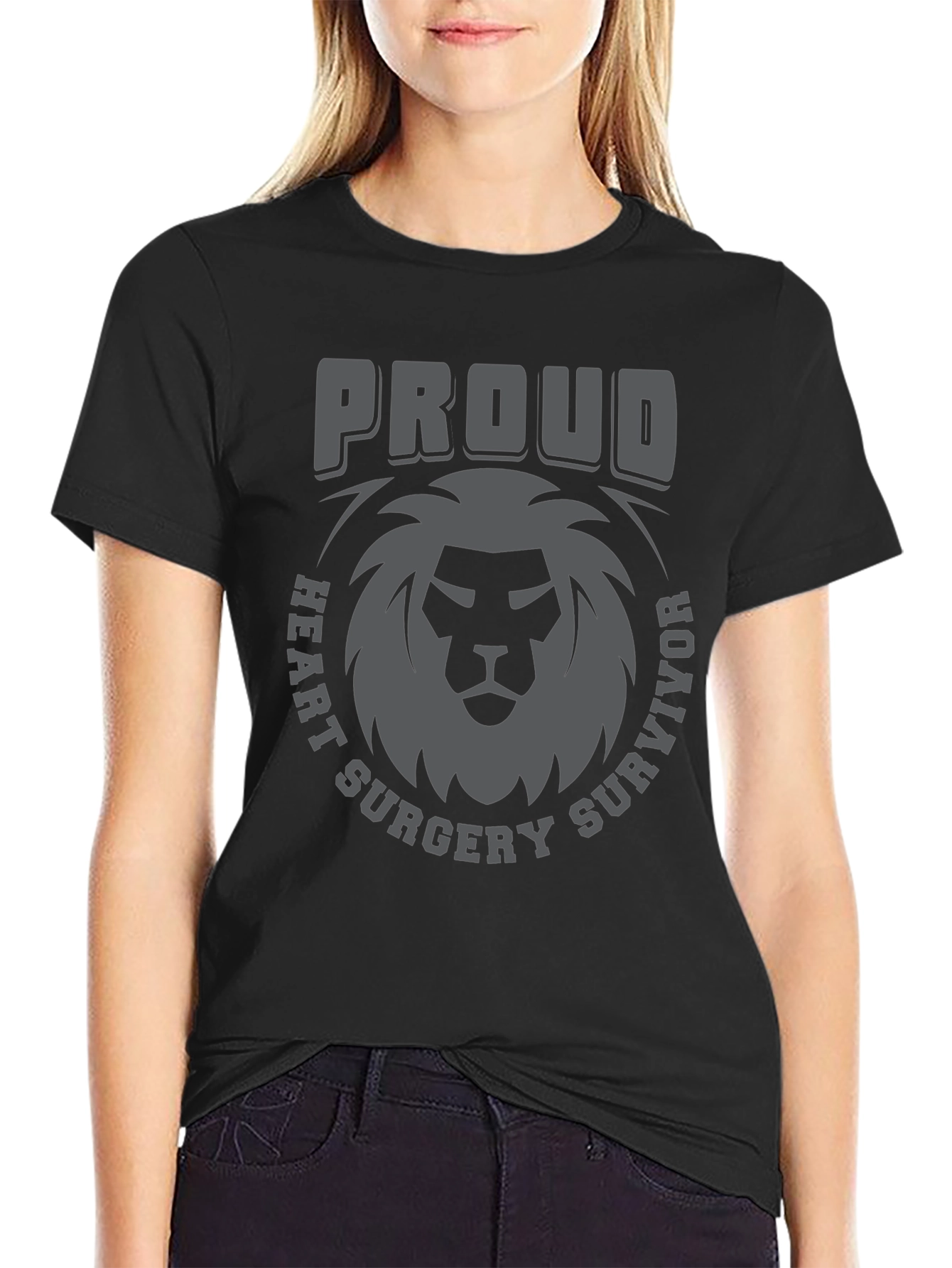 Proud Heart Surgery Survivor Lion Graphic Tee