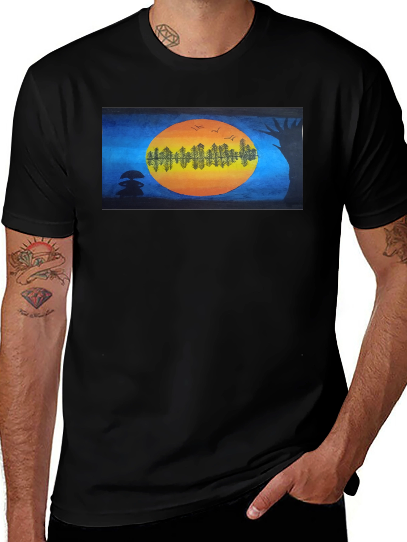 Natures Reflection Black T-Shirt