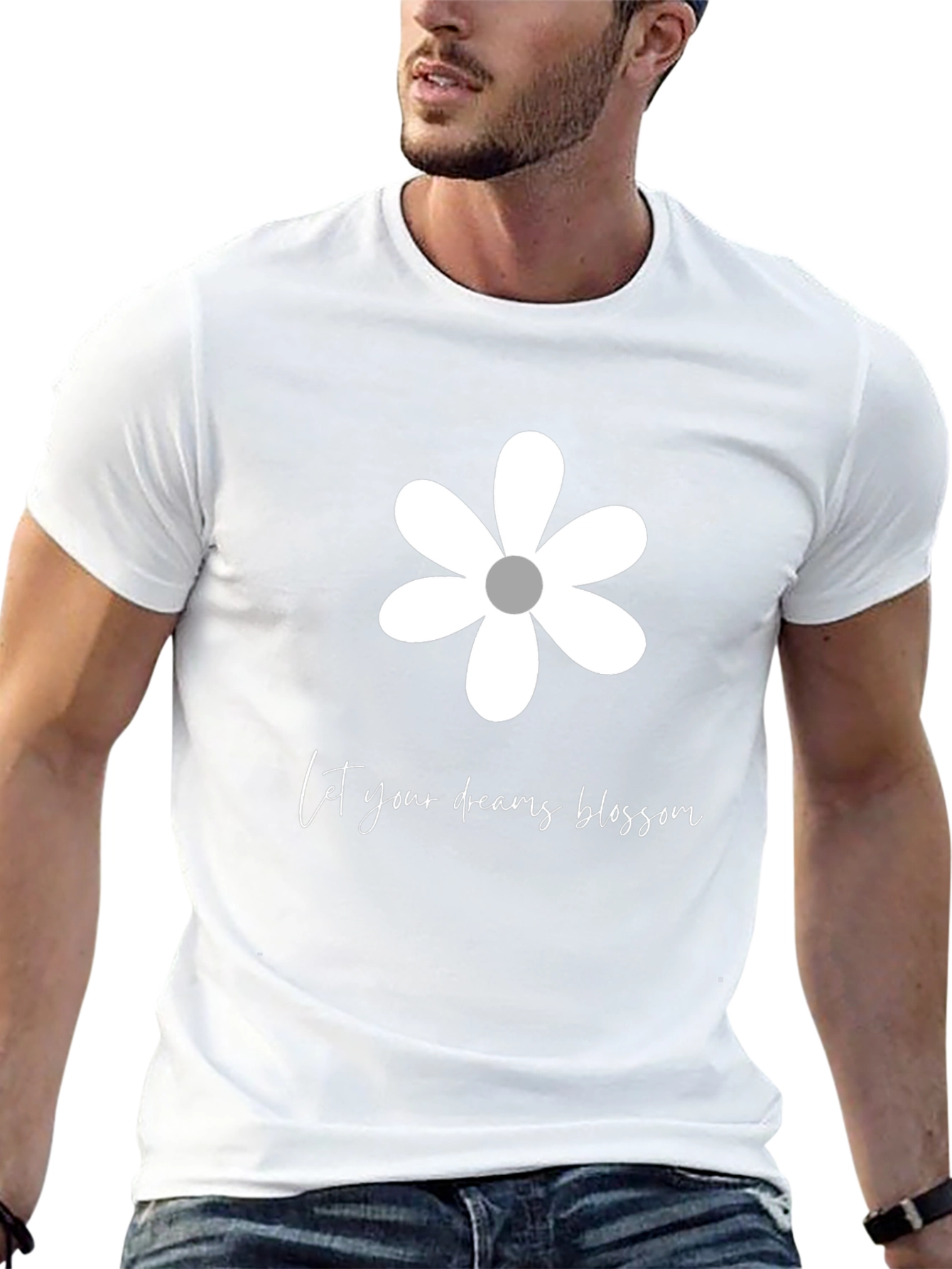 Dream Blossom Graphic Tee - Black Cotton Blend T-Shirt