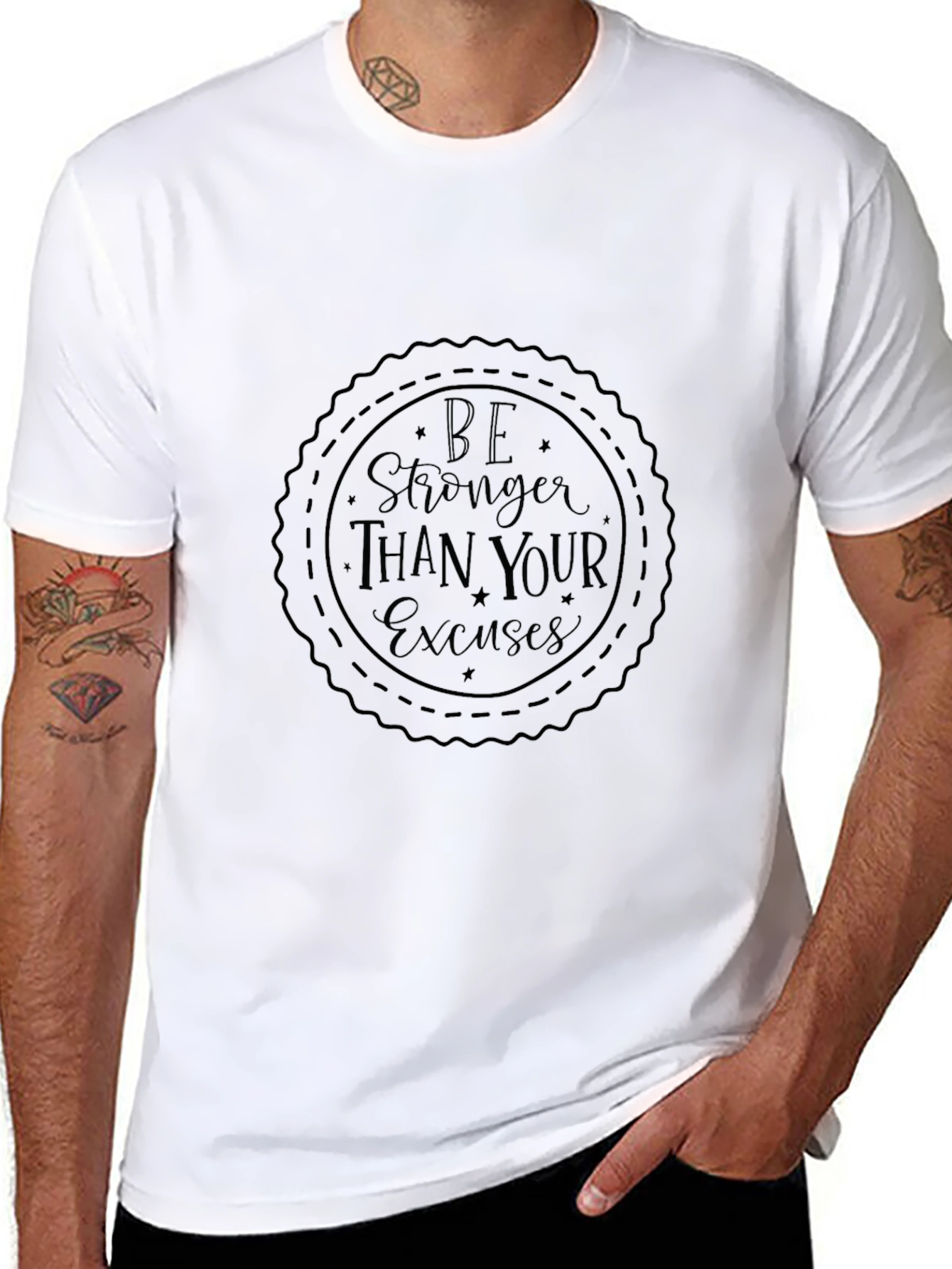 Motivational Black Tee: Be Stronger Than Your Excuses