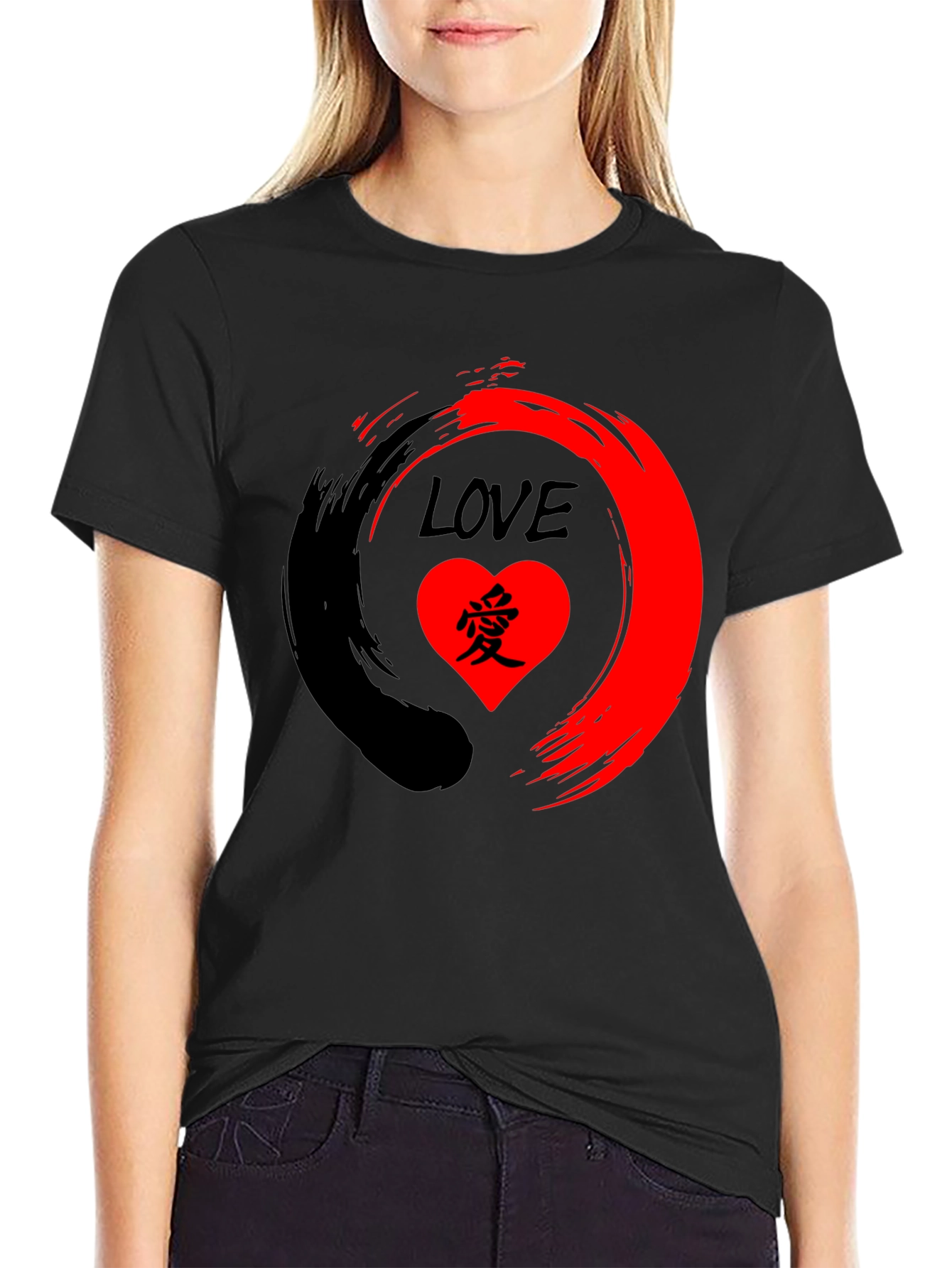 Love in Zen Circle Graphic Tee - Stylish Black T-Shirt