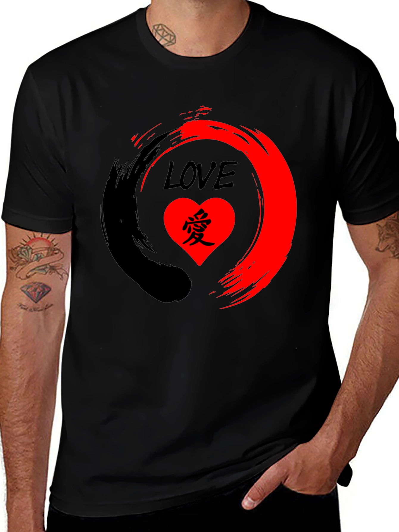 Love in Zen Circle Graphic Tee - Stylish Black T-Shirt