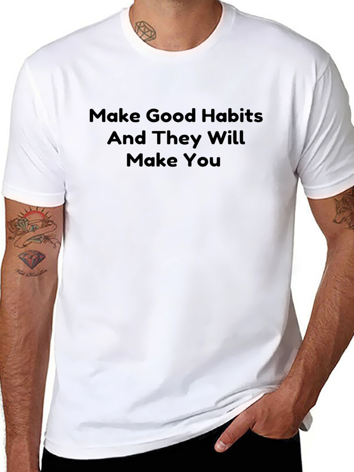 Motivational Black T-Shirt: Make Good Habits