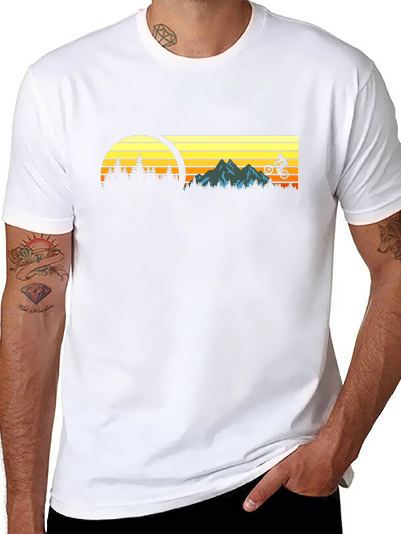 Mountain Biking Sunset Graphic Tee