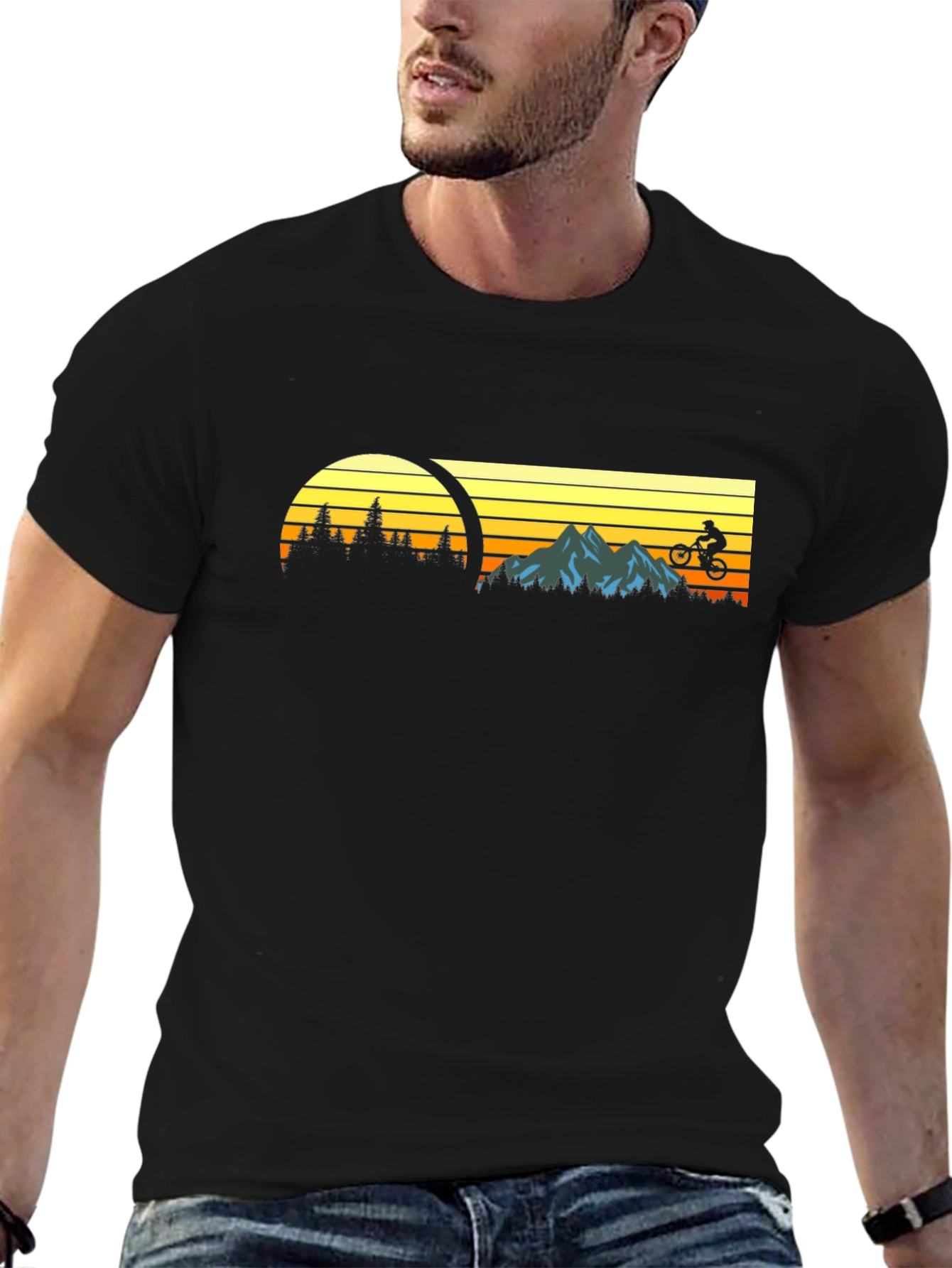 Mountain Biking Sunset Graphic Tee