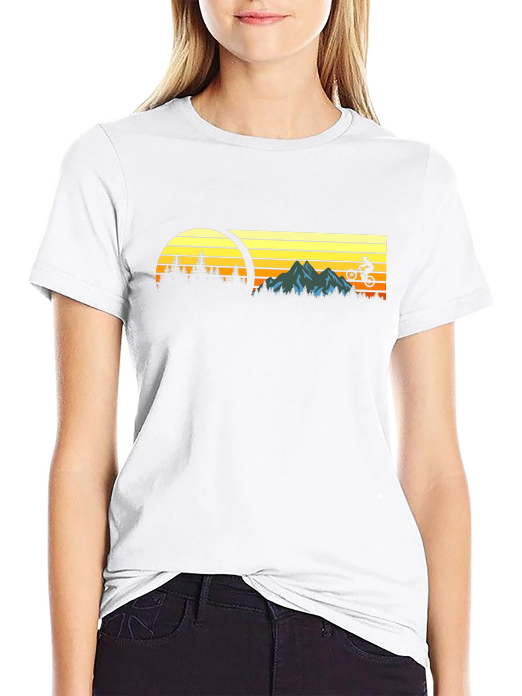Mountain Biking Sunset Graphic Tee