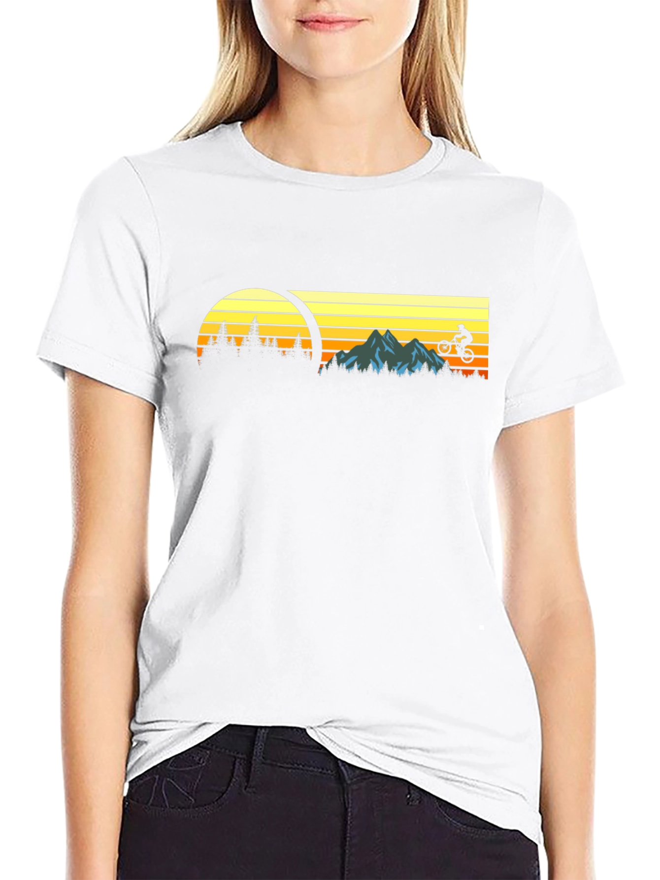 Mountain Biking Sunset Graphic Tee