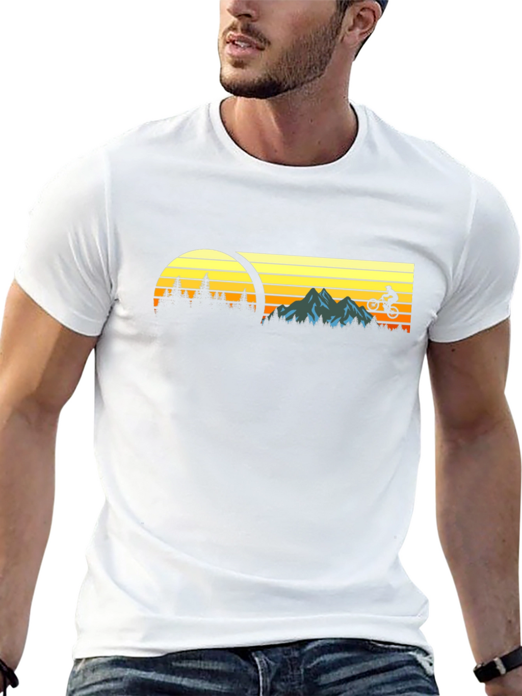 Mountain Biking Sunset Graphic Tee