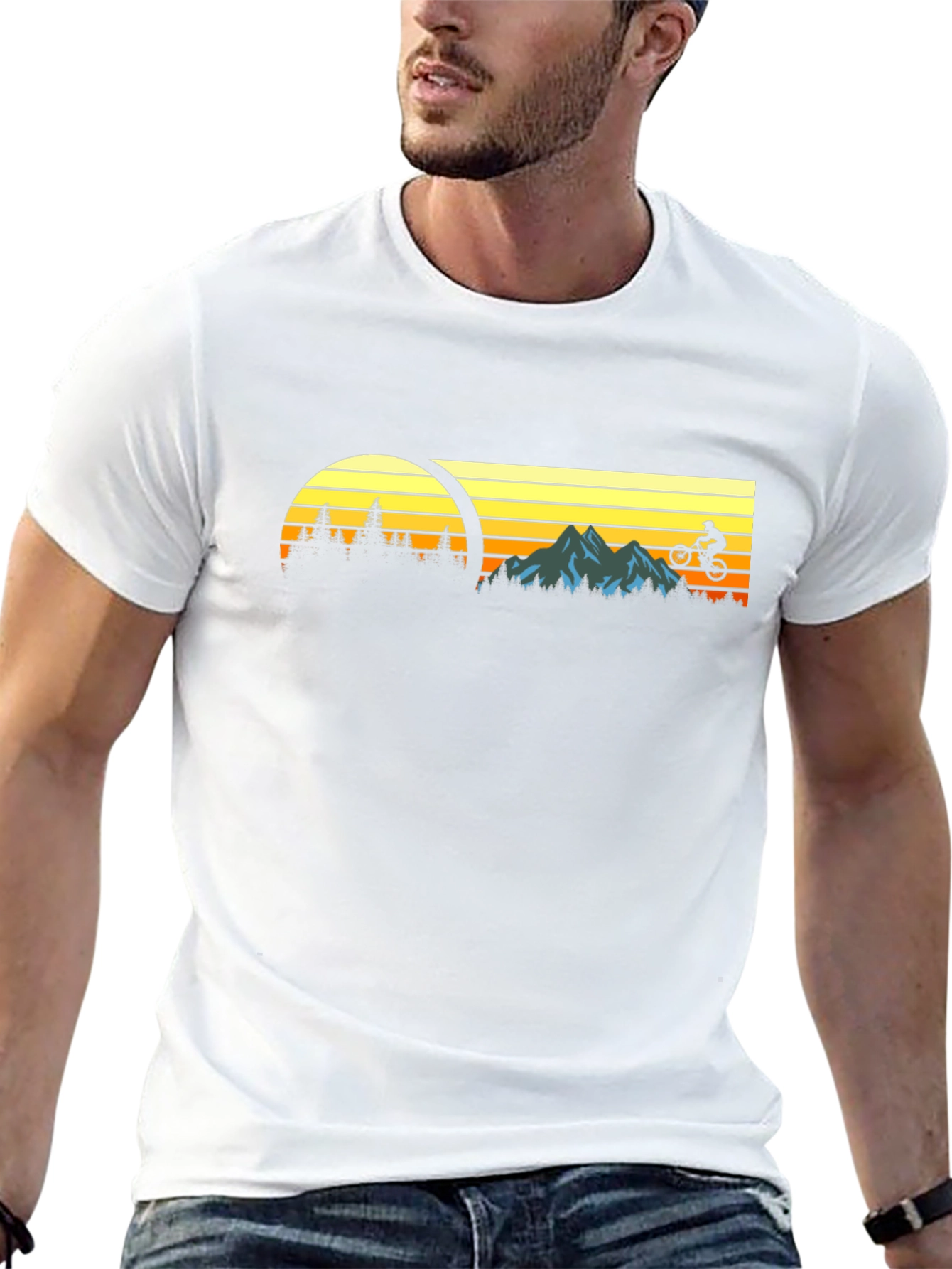 Mountain Biking Sunset Graphic Tee