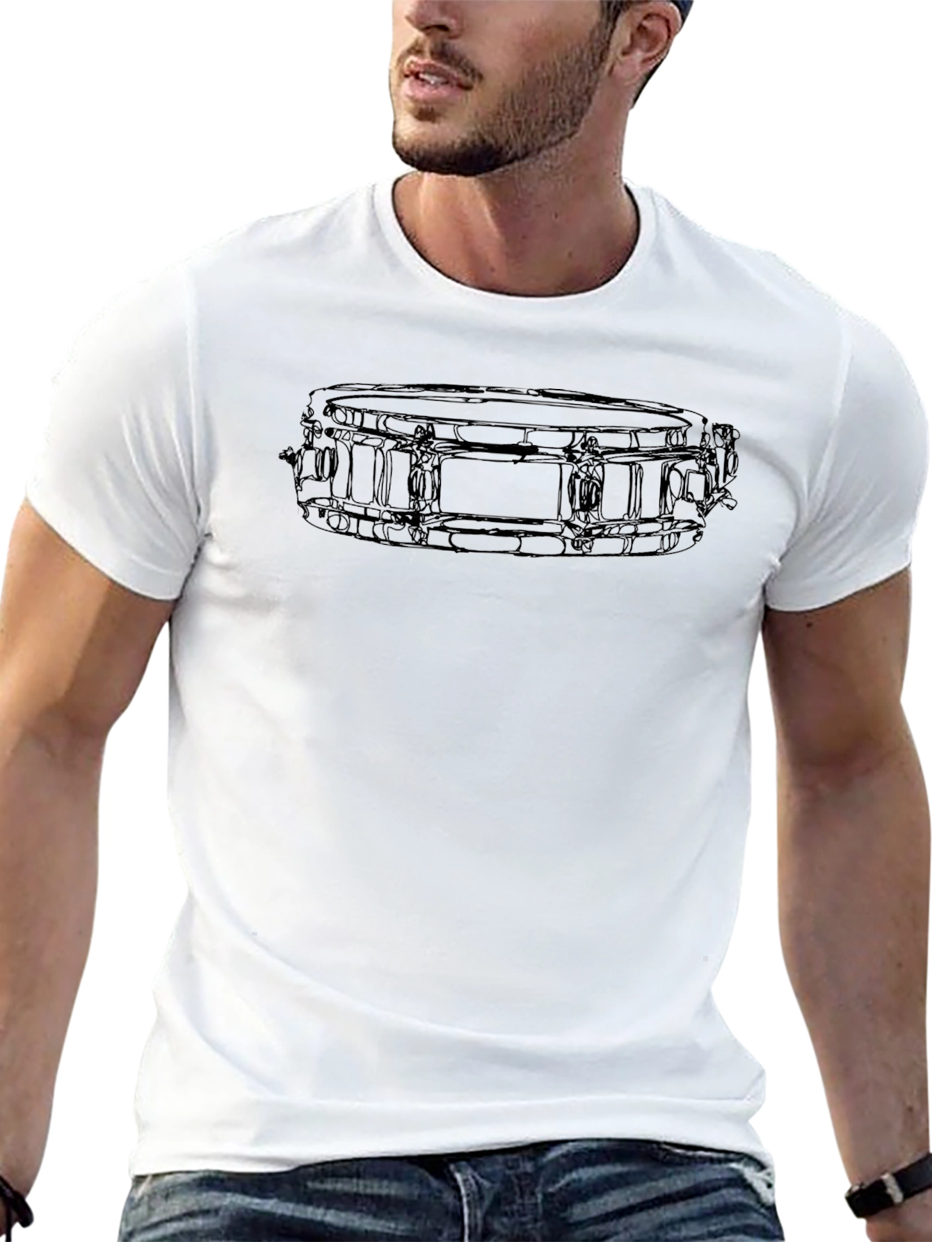 Black Snare Drum Outline Graphic Tee