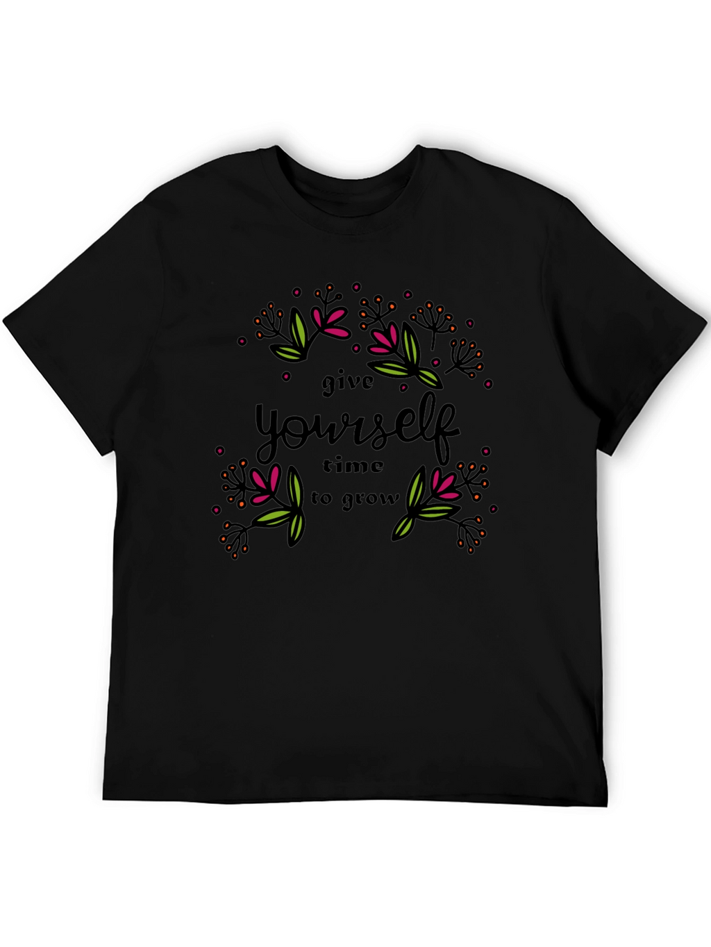 Give Yourself Time to Grow Graphic Tee - Black