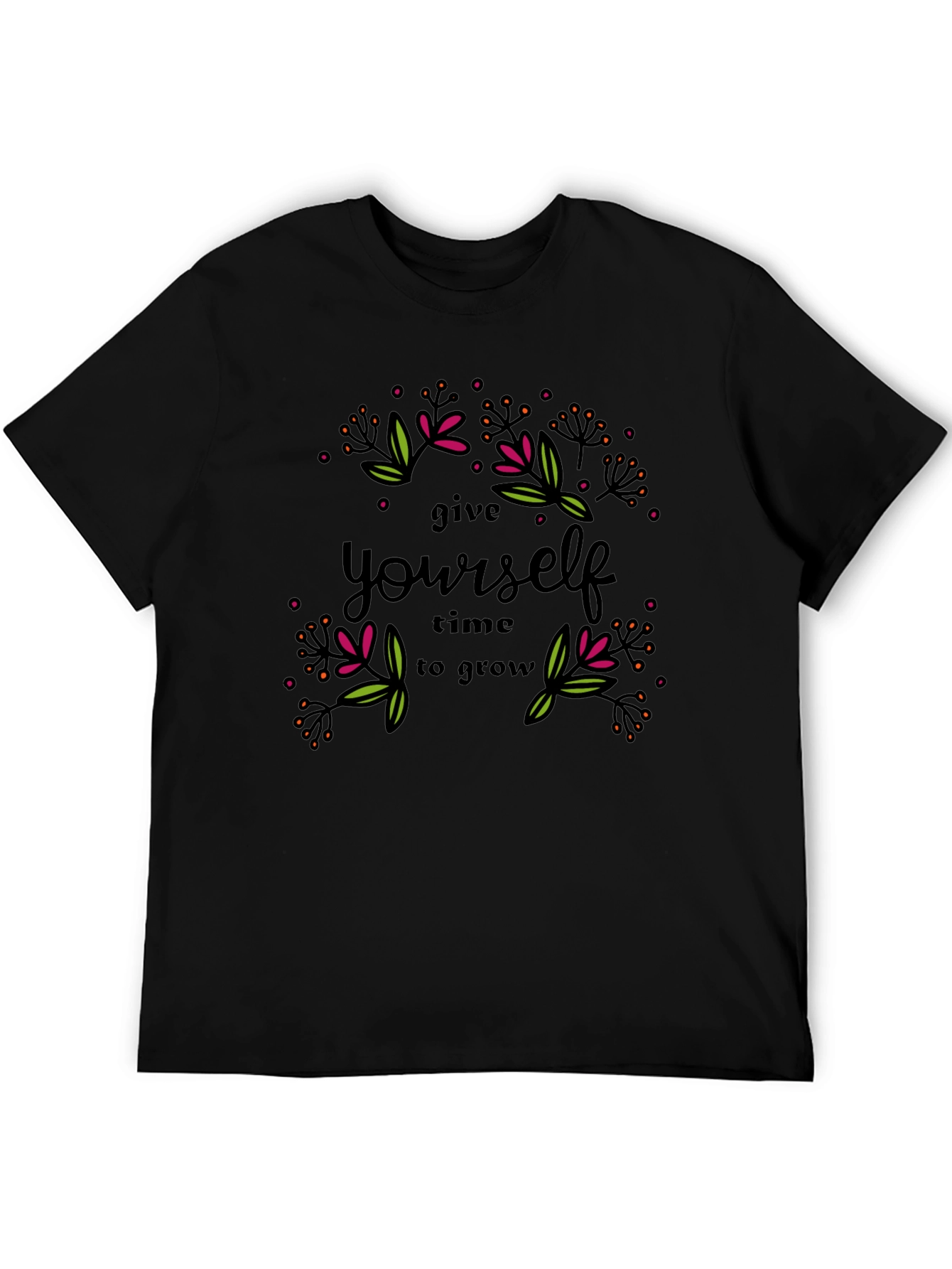 Give Yourself Time to Grow Graphic Tee - Black