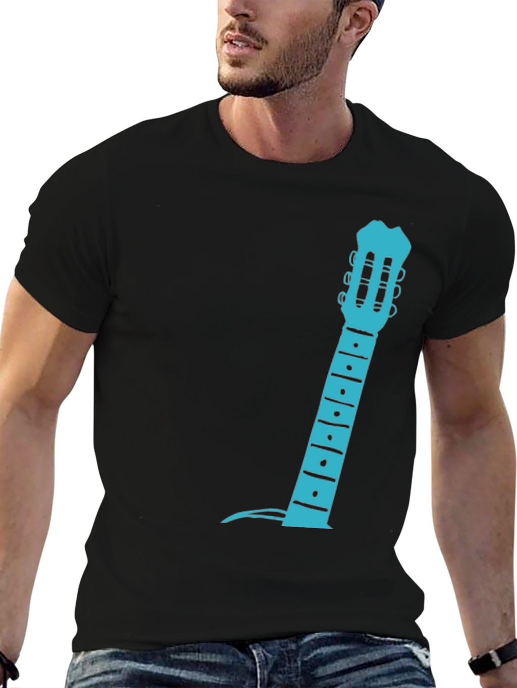 Guitar Neck Graphic Tee - Black