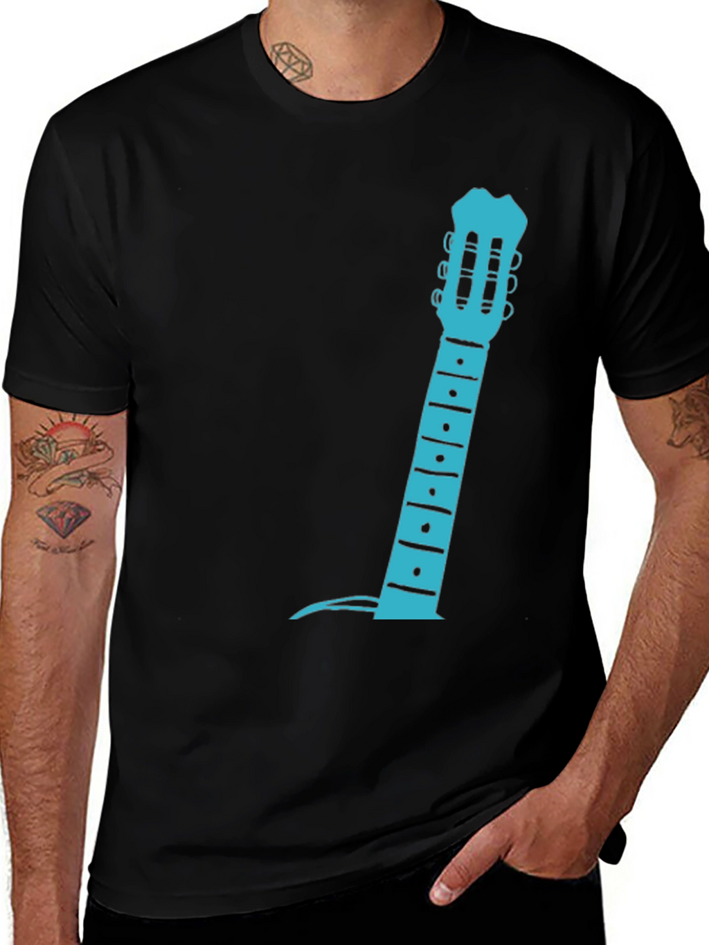 Guitar Neck Graphic Tee - Black