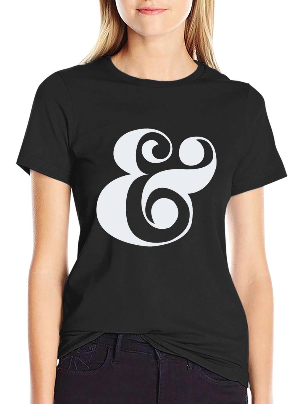 Stylish Ampersand Graphic Tee - Classic Black