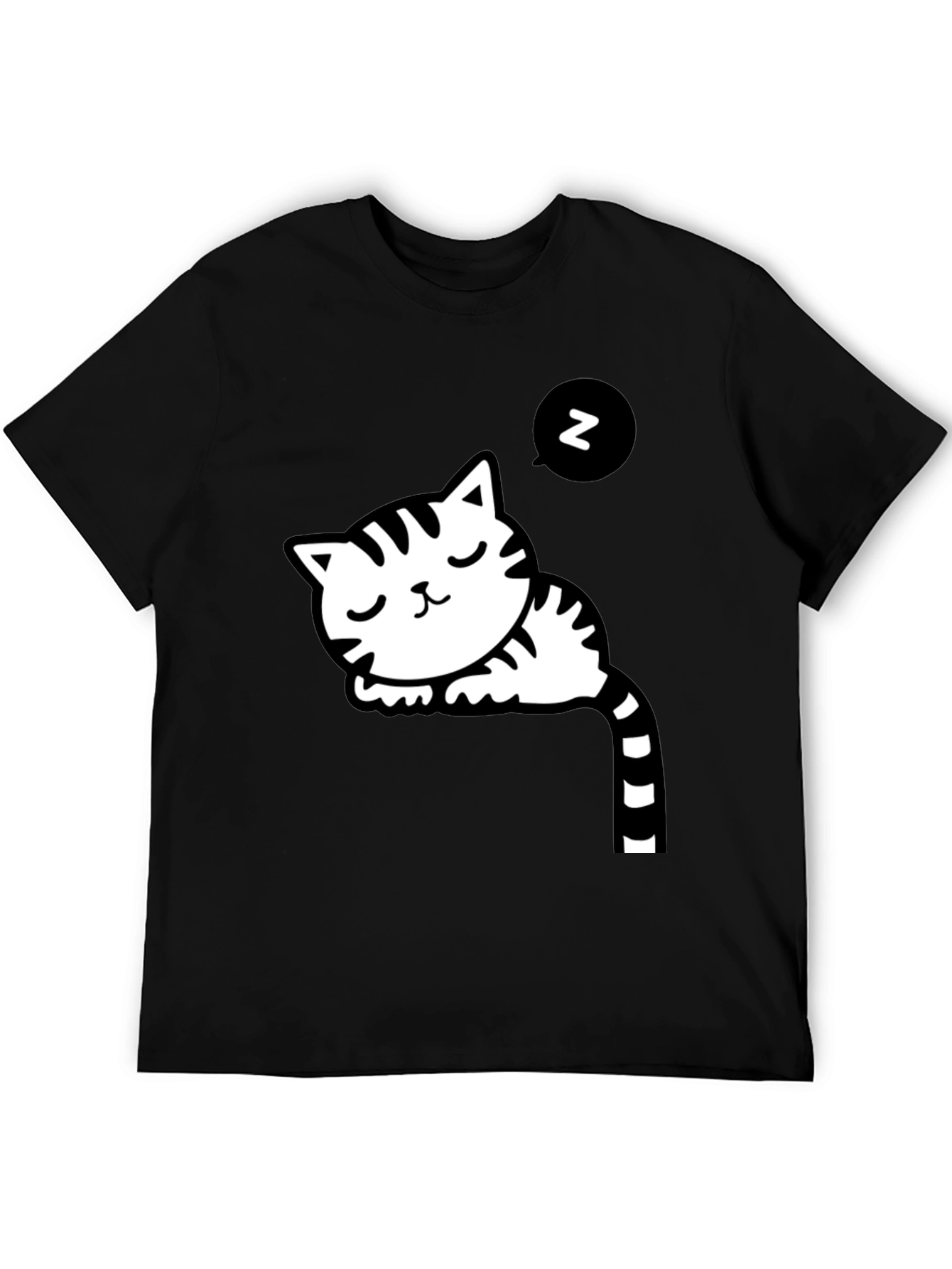 Cute Cat Nap Black T-Shirt
