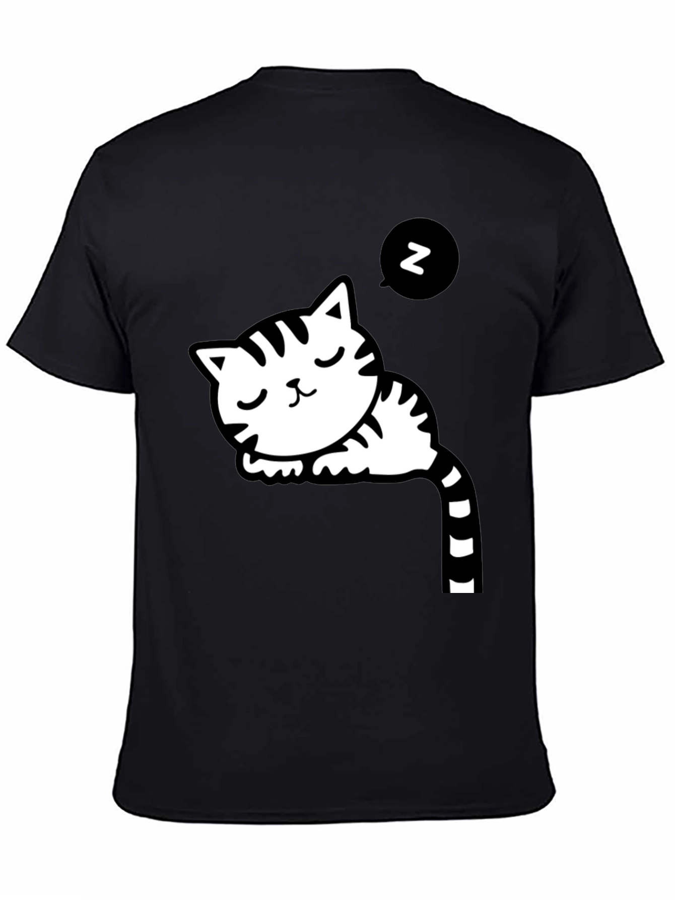 Cute Cat Nap Black T-Shirt
