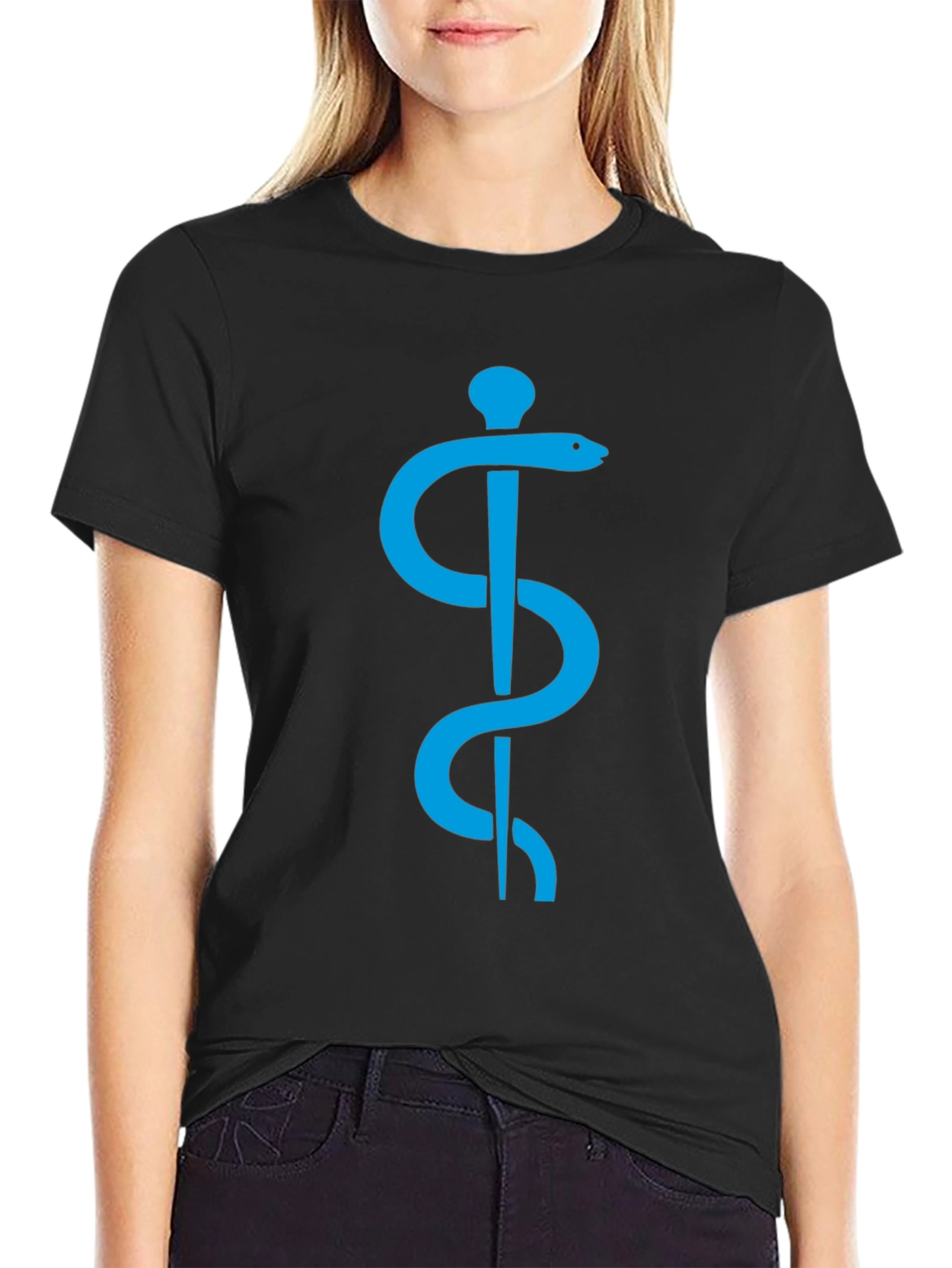 Rod of Asclepius Graphic Tee - Black