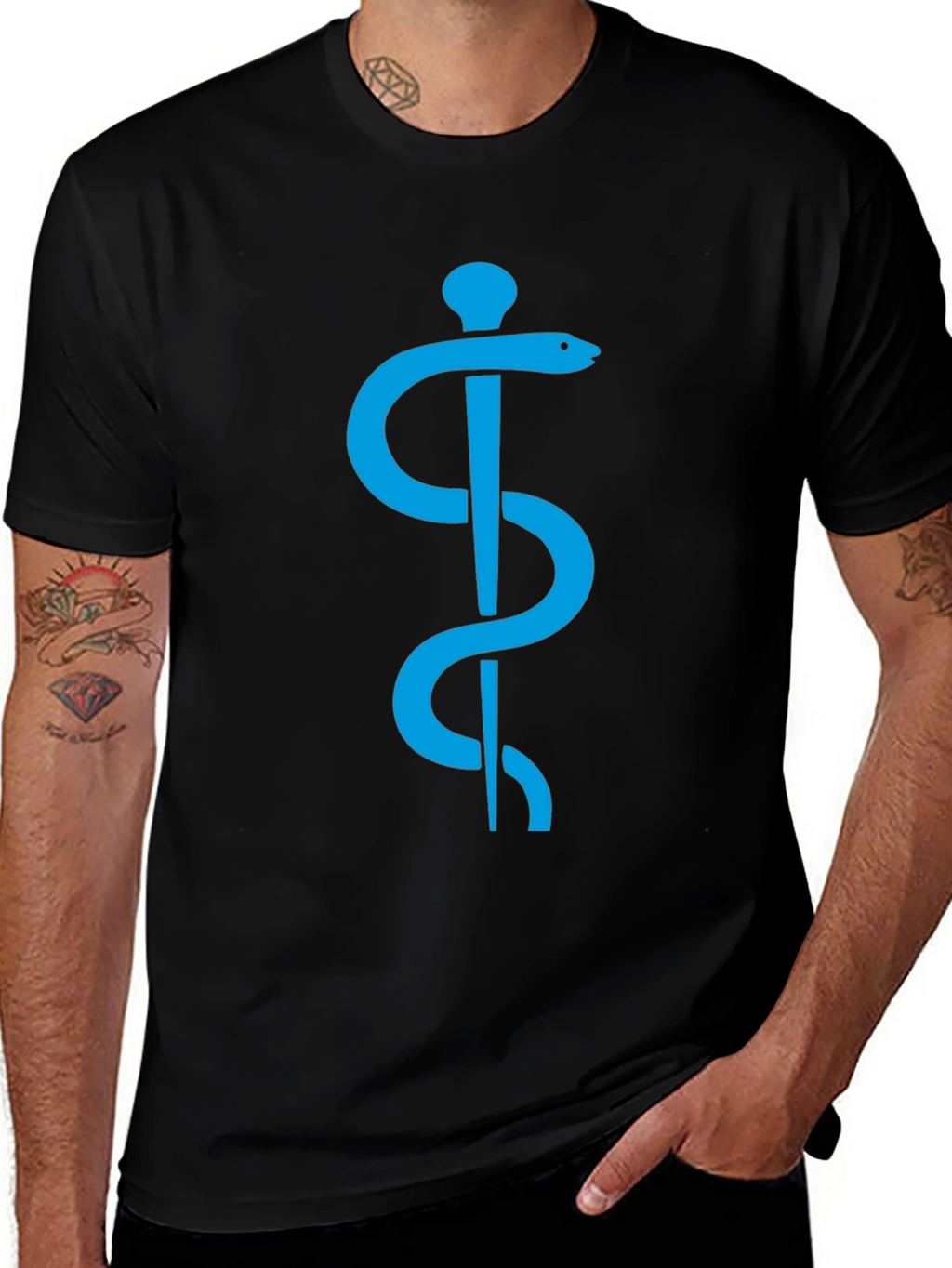 Rod of Asclepius Graphic Tee - Black