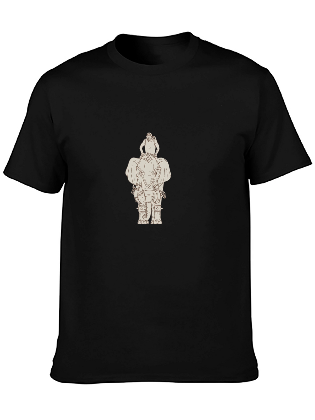 Elephant Rider Graphic Tee - Classic Black Cotton T-Shirt