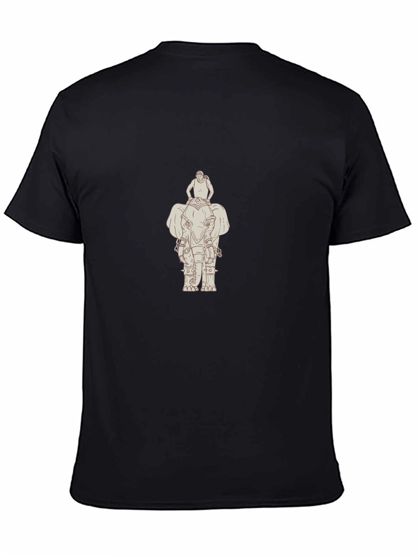 Elephant Rider Graphic Tee - Classic Black Cotton T-Shirt