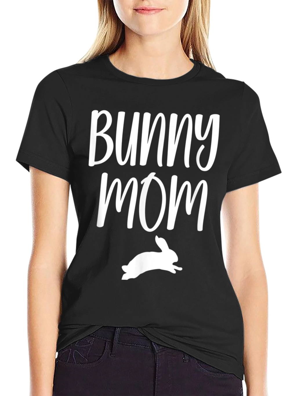 Bunny Mom Graphic Tee - Soft Black T-Shirt